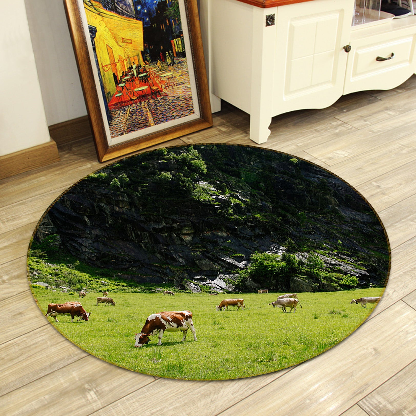 3D Grassland 82180 Animal Round Non Slip Rug Mat