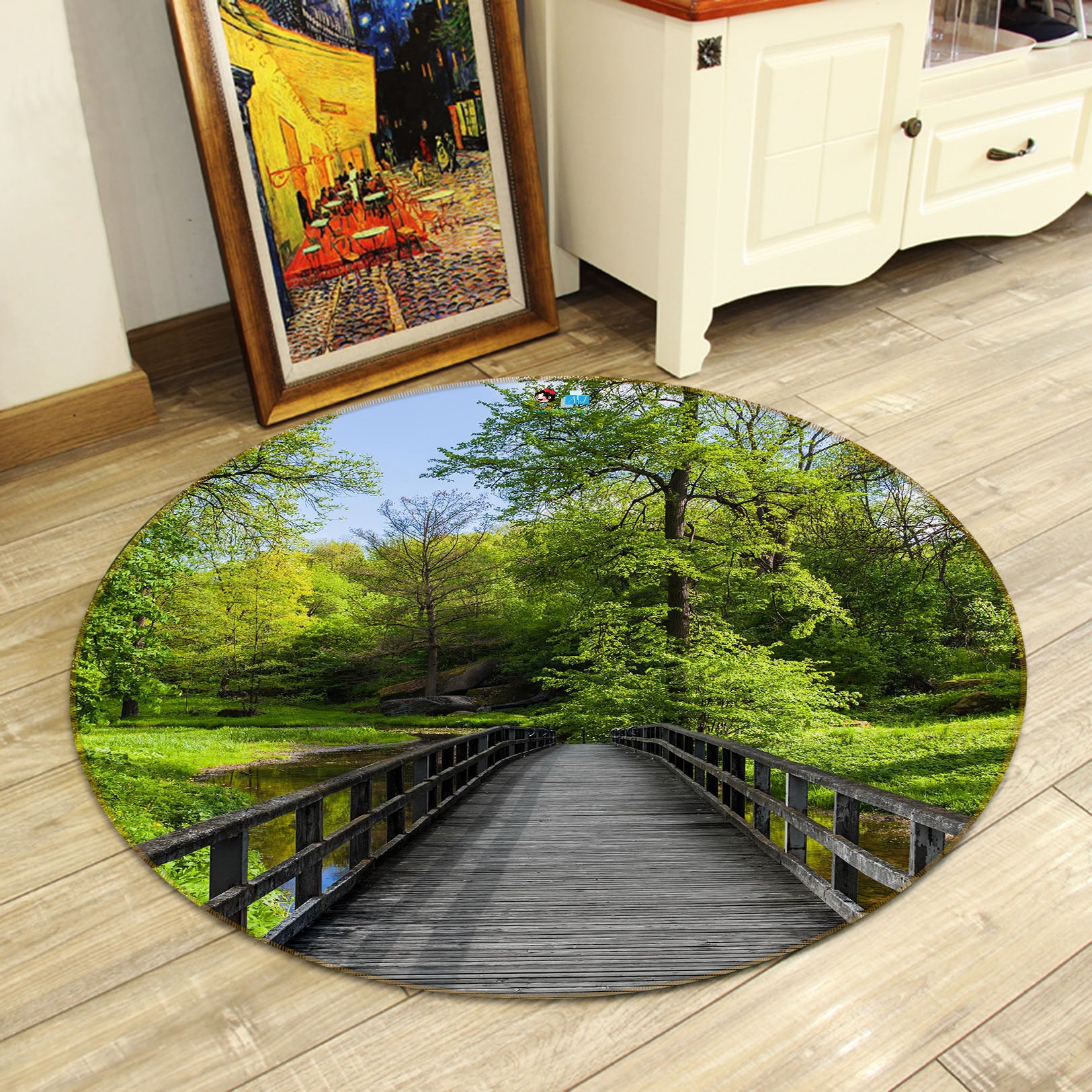 3D Forest Corridor 72106 Round Non Slip Rug Mat