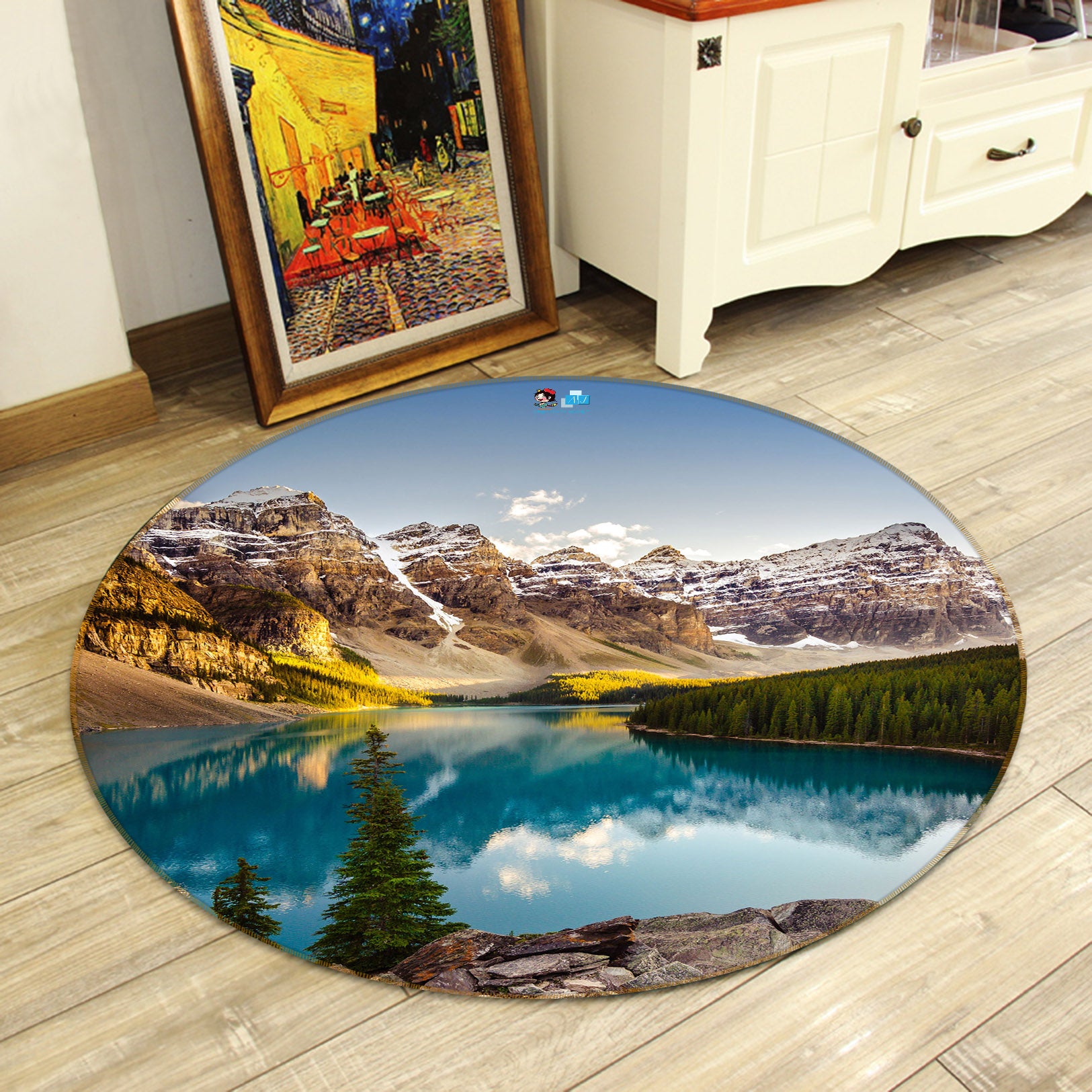 3D Mountains Rivers 69082 Round Non Slip Rug Mat