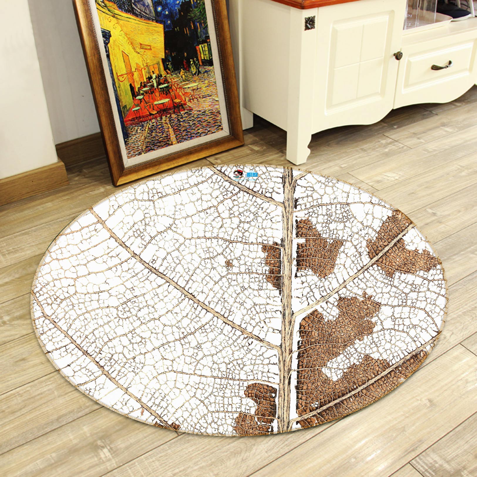3D Leaf Vein 72183 Round Non Slip Rug Mat