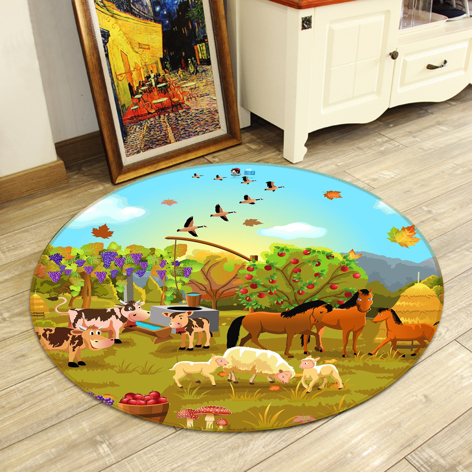 3D Farm Animals 74125 Round Non Slip Rug Mat