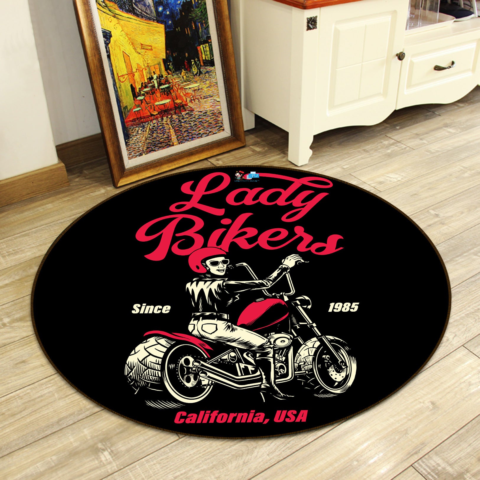 3D Motorcycle 81198 Round Non Slip Rug Mat