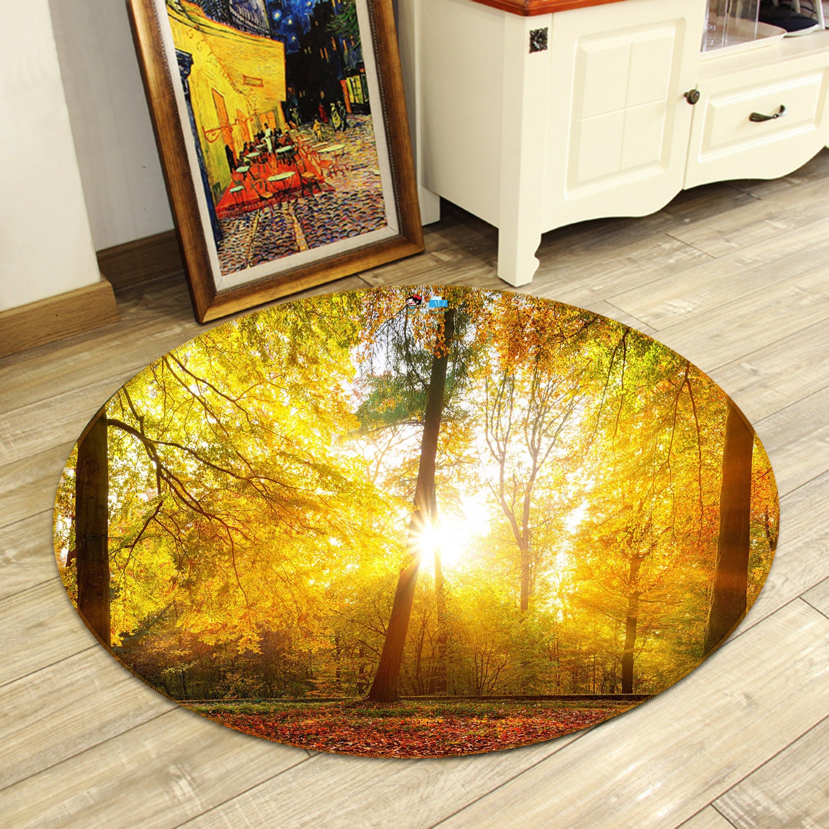 3D Golden Woods 74169 Round Non Slip Rug Mat