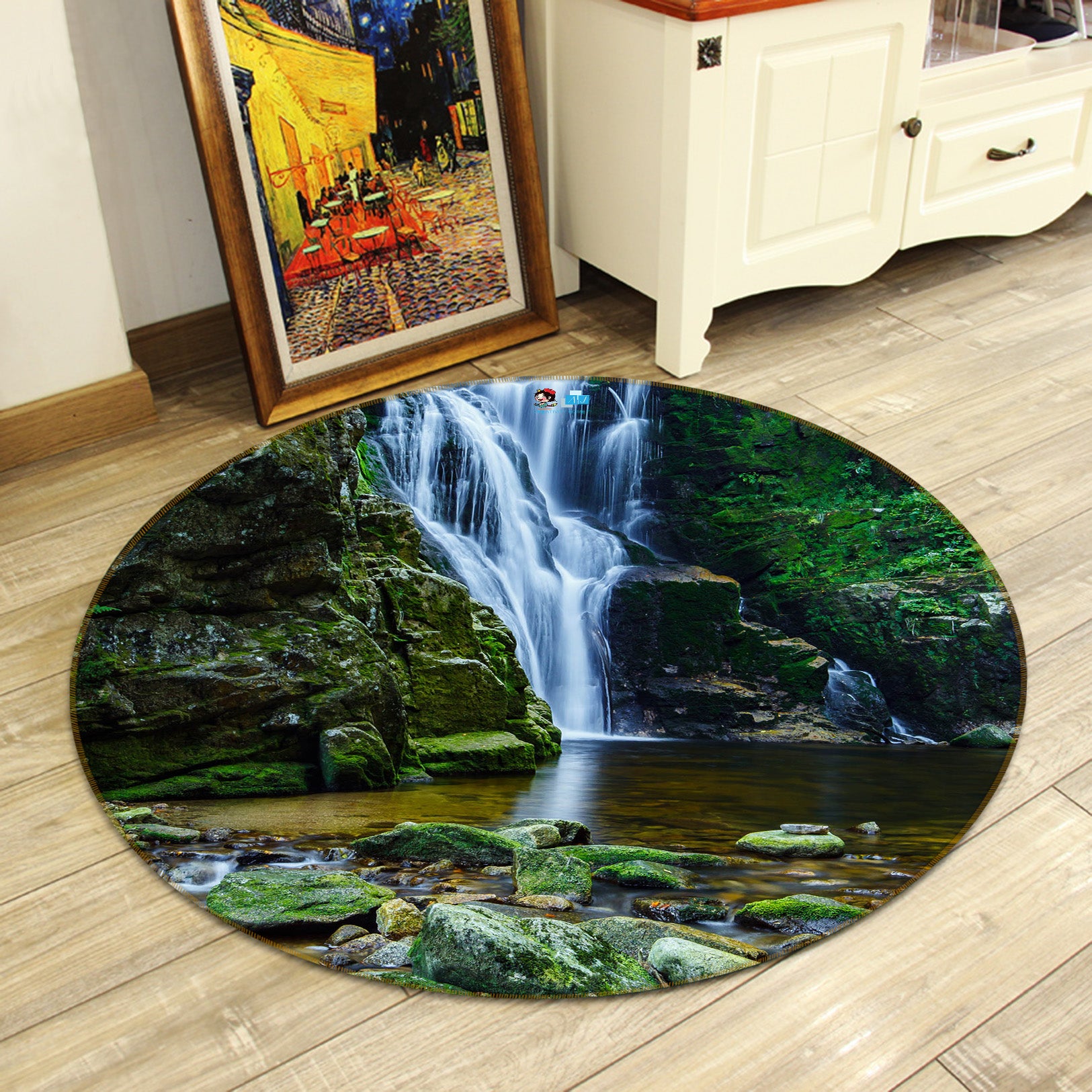 3D Waterfall 74171 Round Non Slip Rug Mat