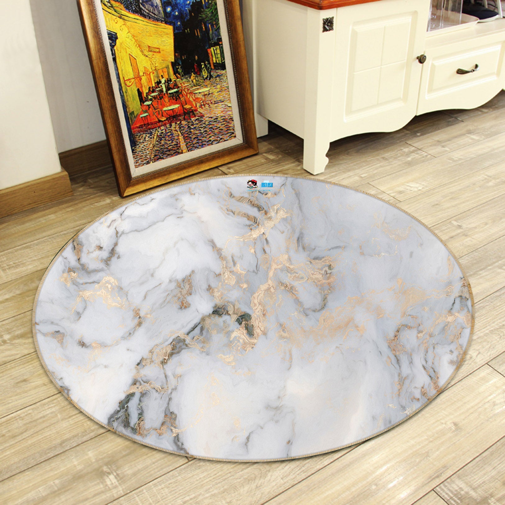 3D Marbling 71144 Round Non Slip Rug Mat