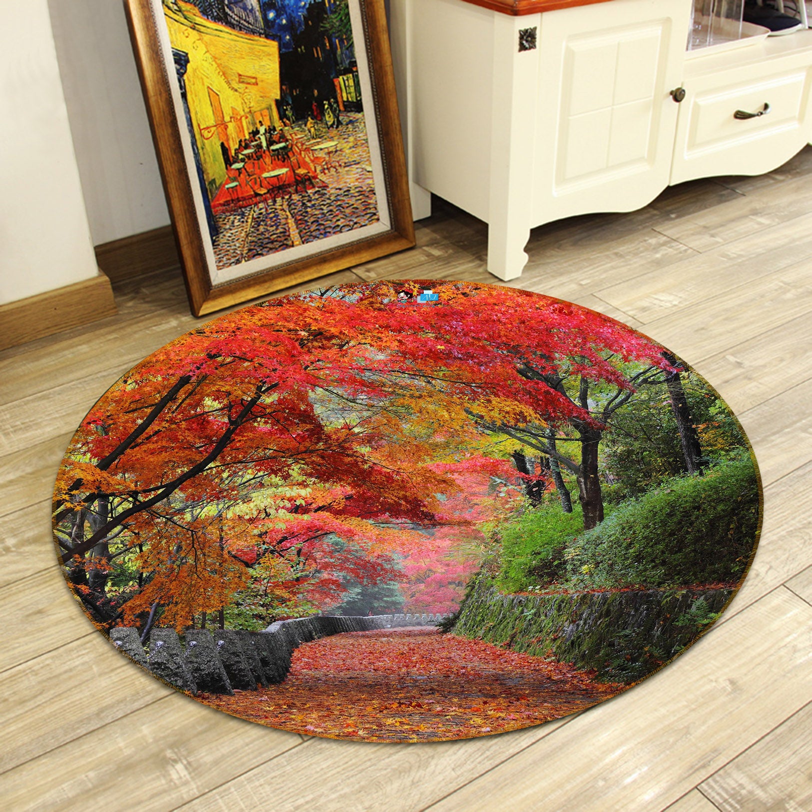 3D Maple Trail 72043 Round Non Slip Rug Mat