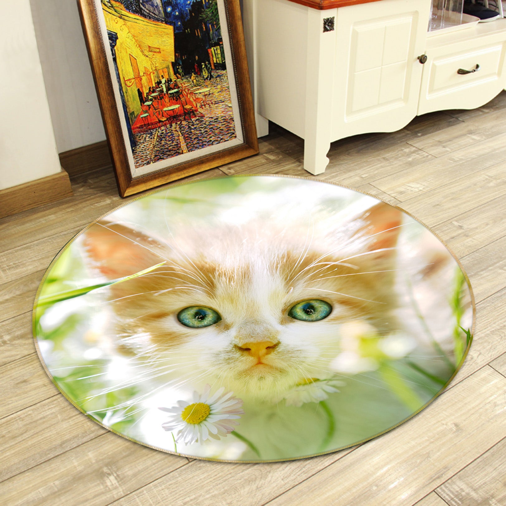 3D Kitten 29109 Round Non Slip Rug Mat
