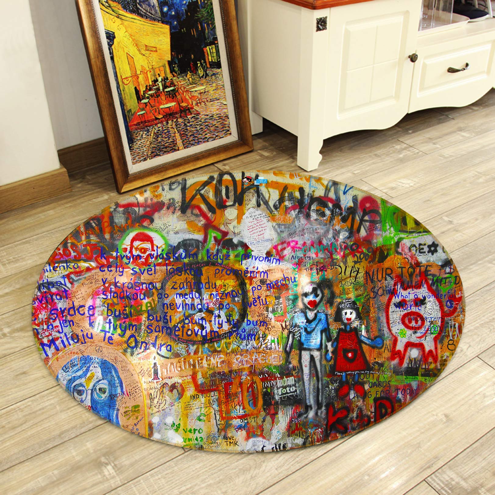 3D Doodle Pattern 72281 Round Non Slip Rug Mat