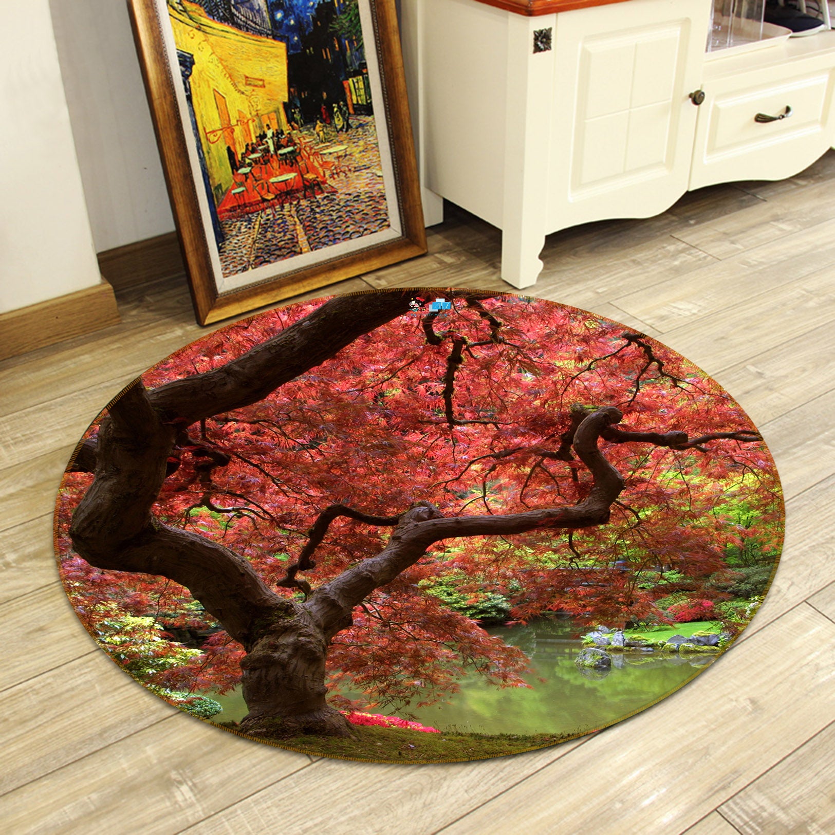 3D Maple 72045 Round Non Slip Rug Mat