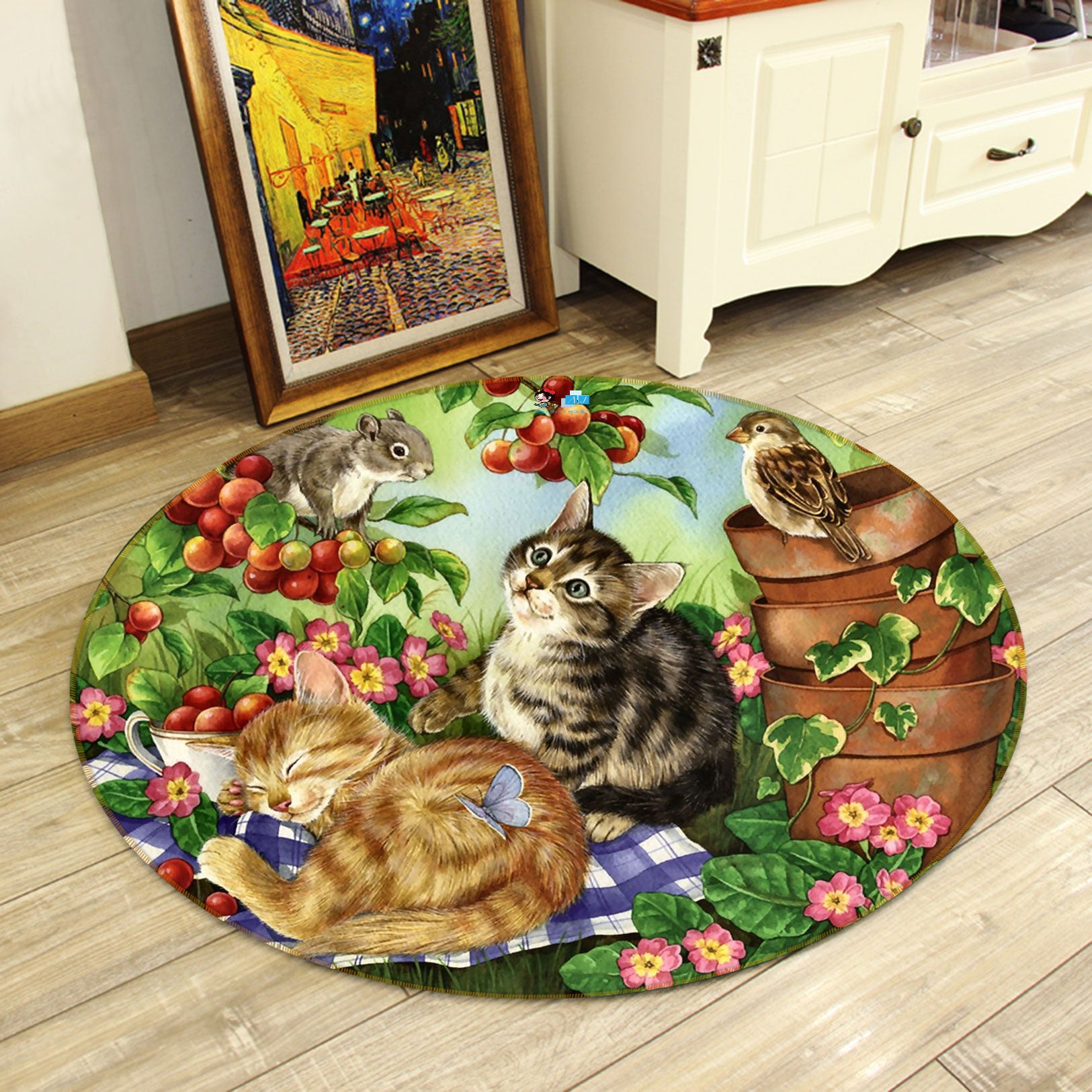 3D Cat 72260 Round Non Slip Rug Mat