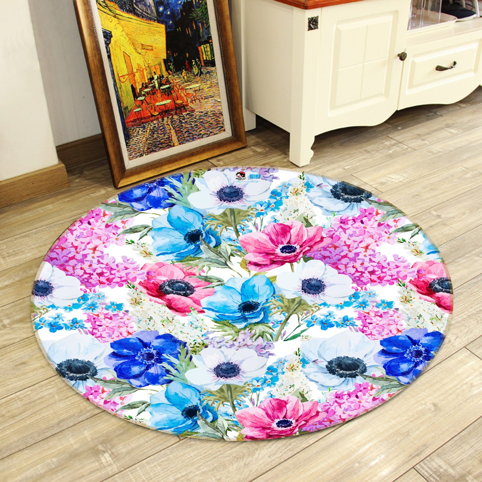 3D Flower Bush 81260 Round Non Slip Rug Mat