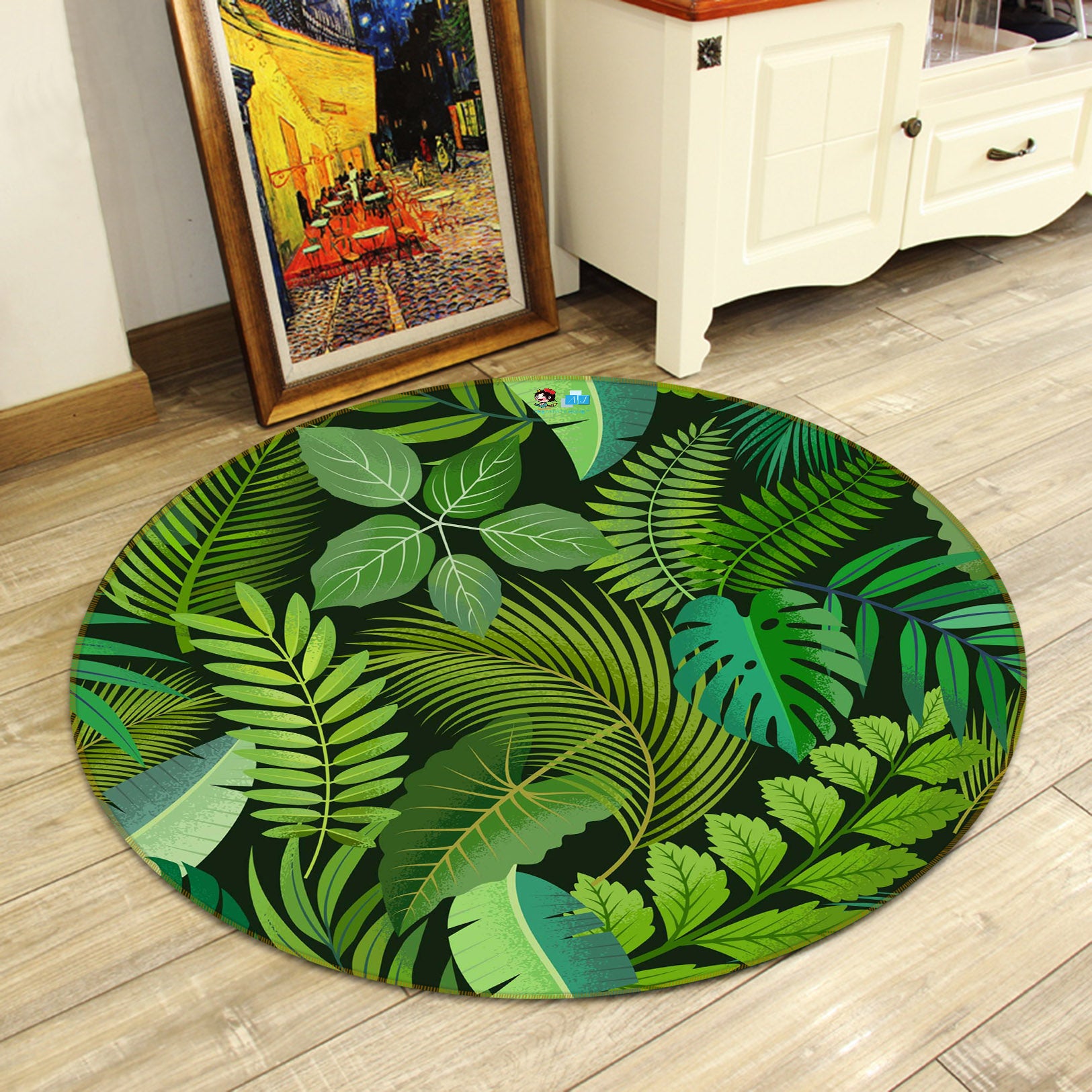 3D Leaves 71207 Round Non Slip Rug Mat
