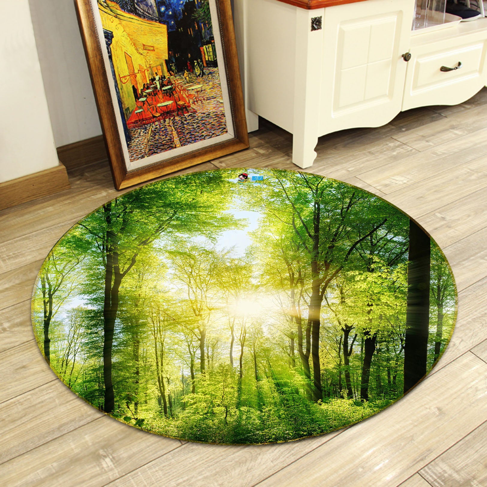3D Sunny Woods 72104 Round Non Slip Rug Mat