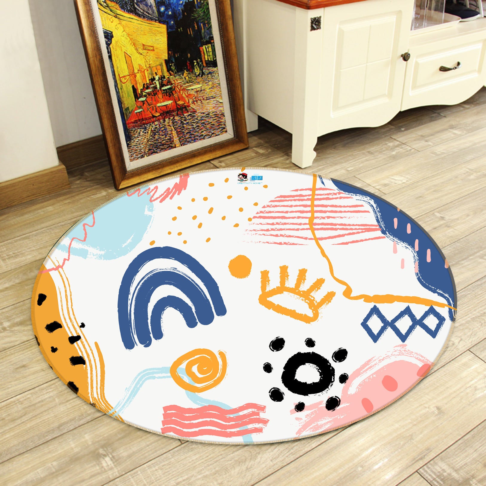 3D Weather Pattern 81249 Round Non Slip Rug Mat