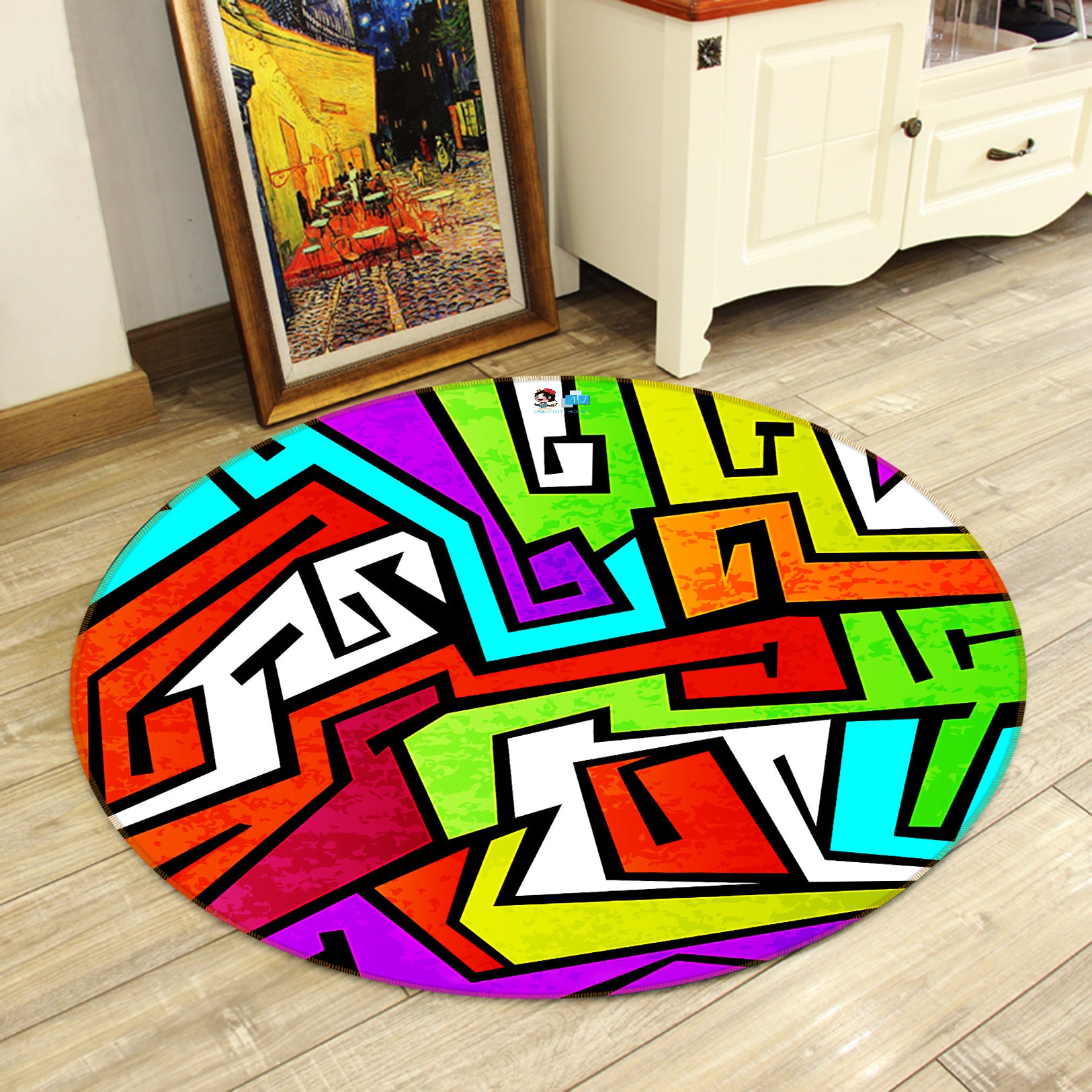 3D Color Pattern 81251 Round Non Slip Rug Mat