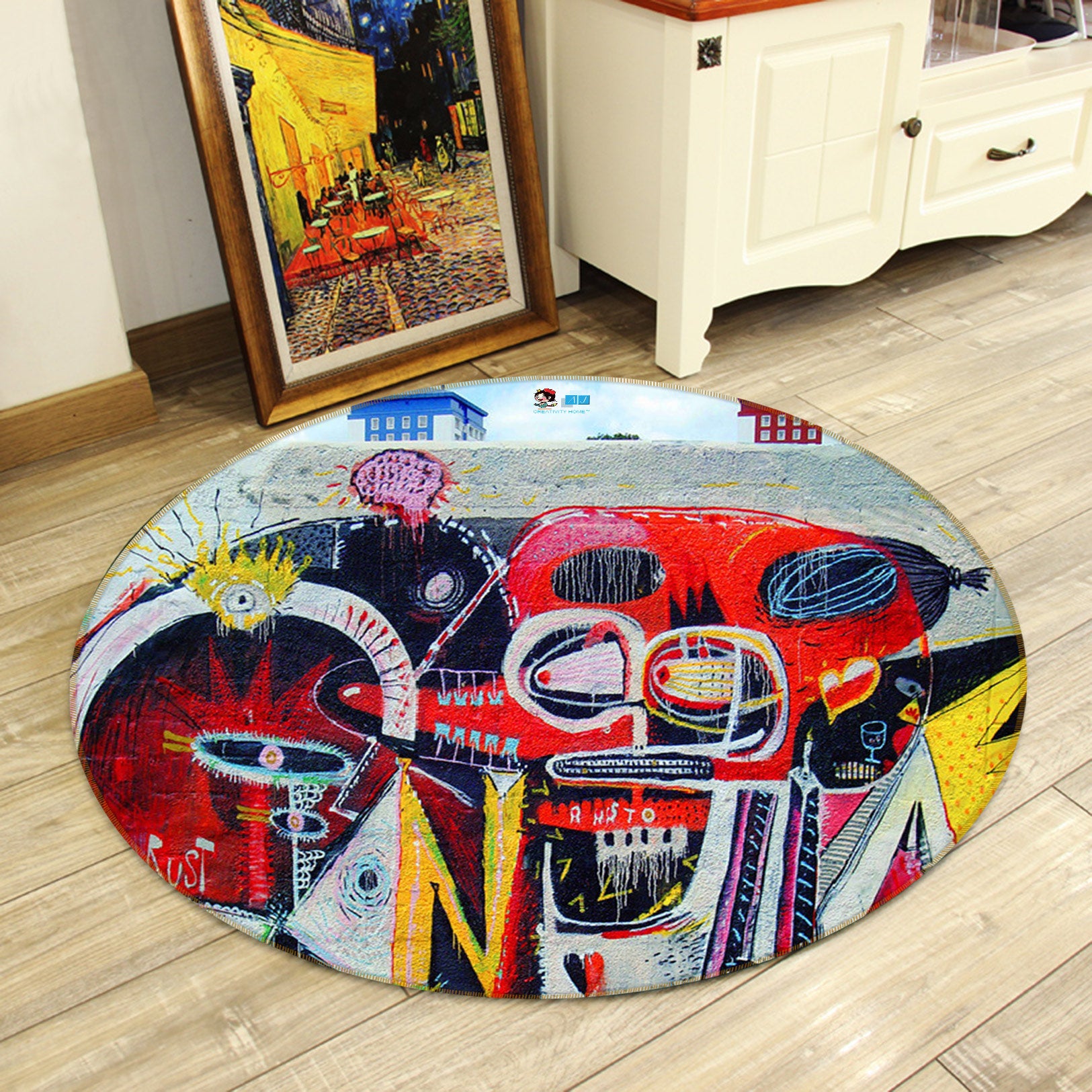 3D Graffiti Wall 72285 Round Non Slip Rug Mat