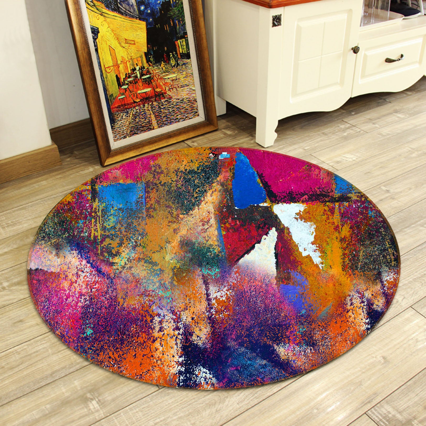 3D Color Pattern 81060 Round Non Slip Rug Mat