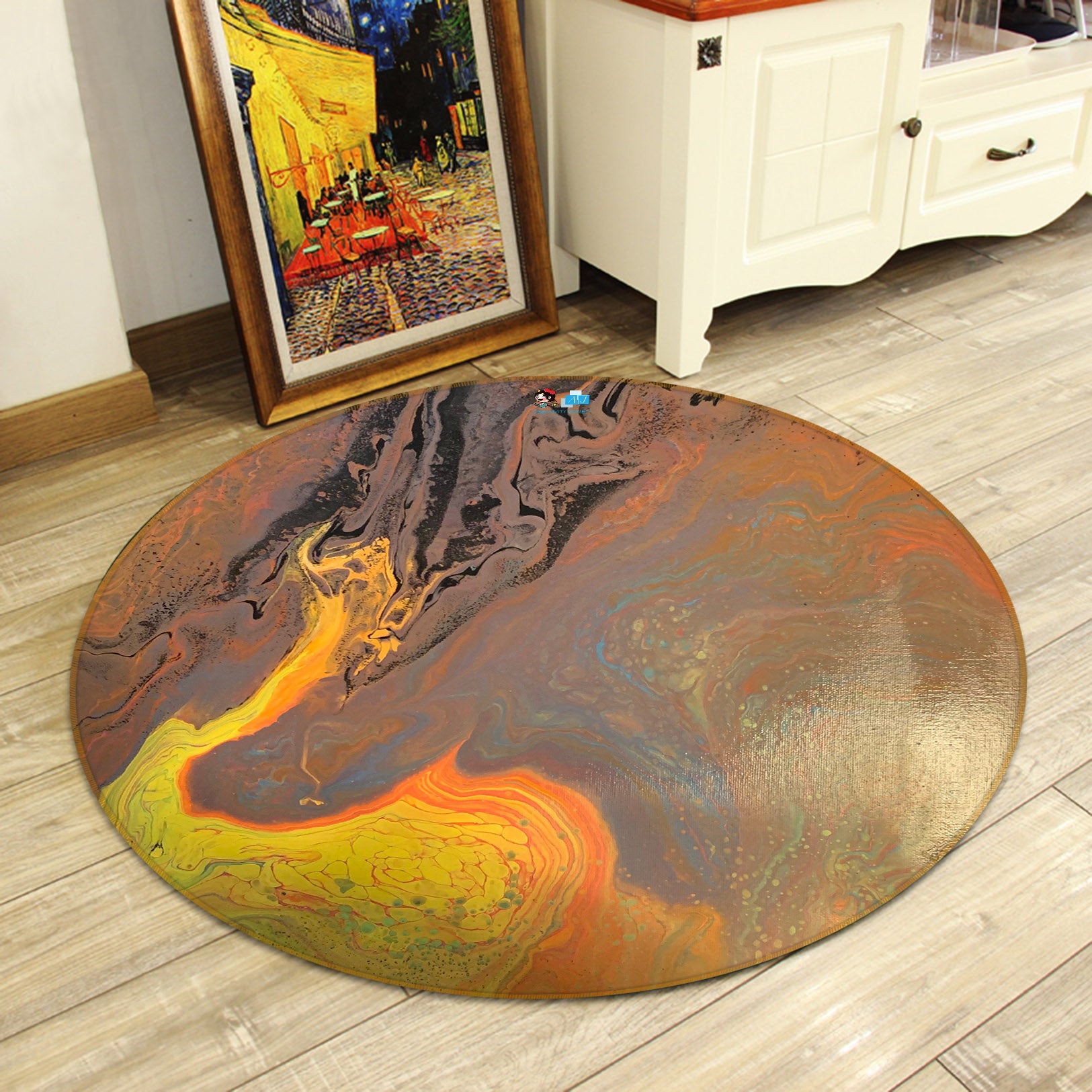 3D Golden Texture 40008 Valerie Latrice Rug Round Non Slip Rug Mat