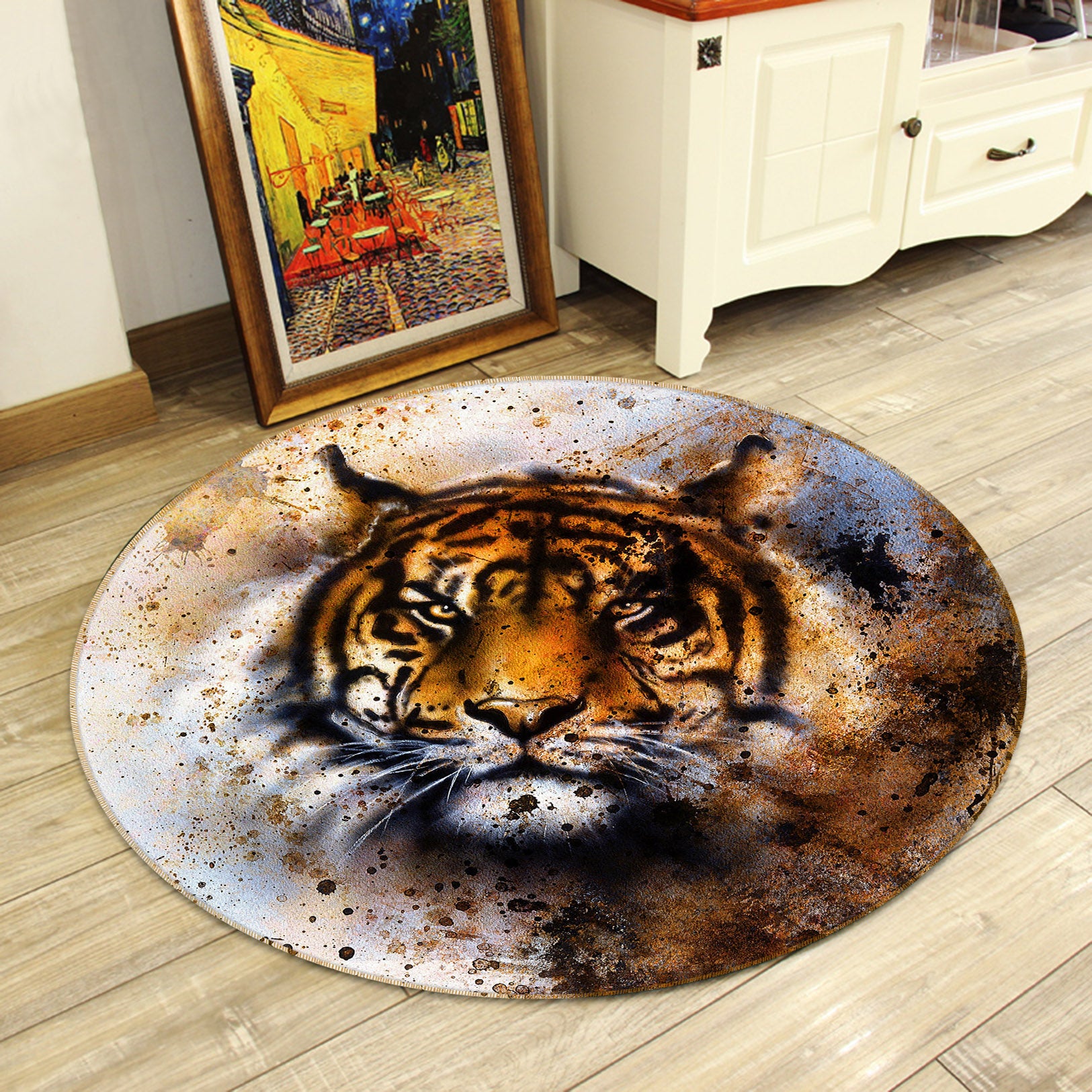 3D Tiger 37220 Animal Round Non Slip Rug Mat