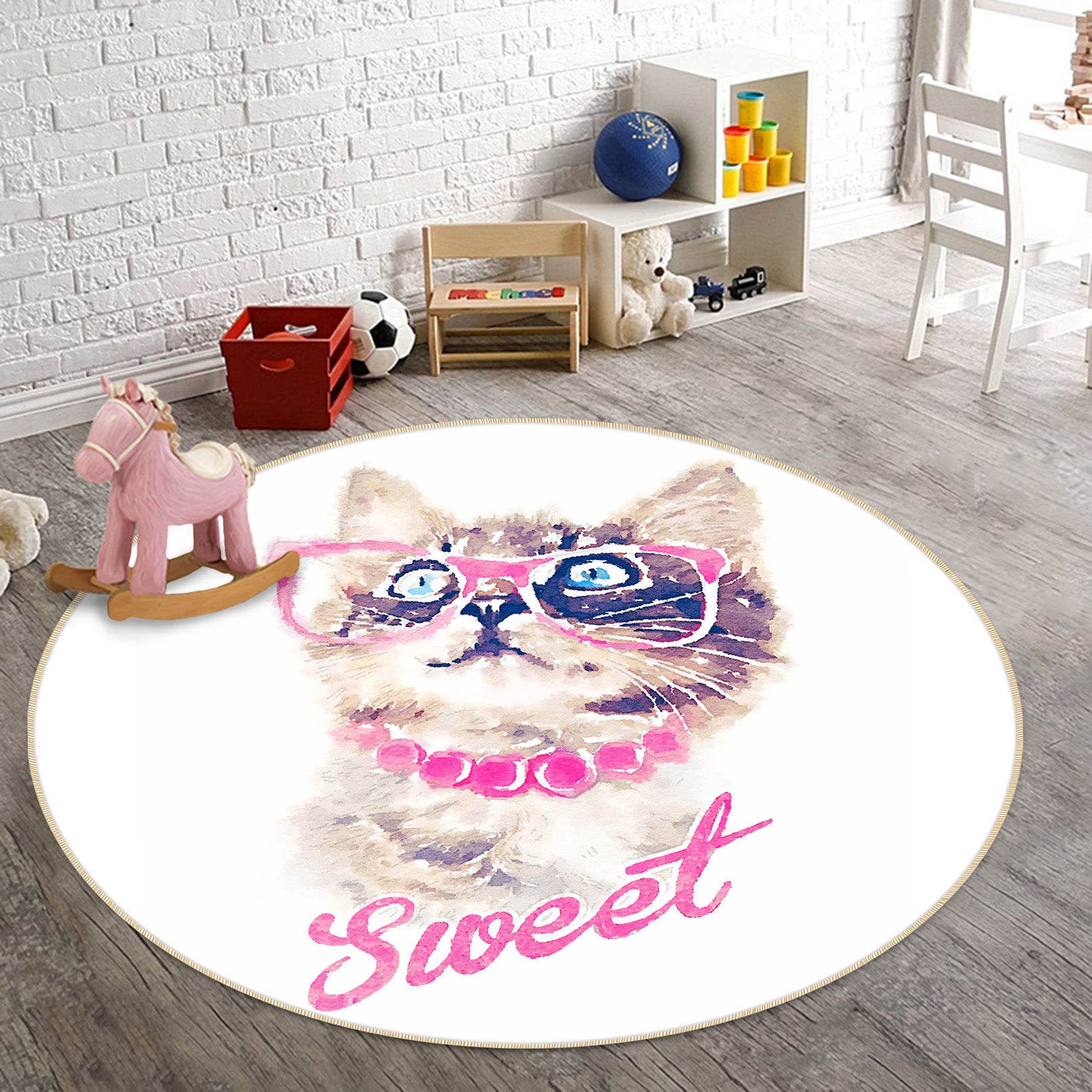 3D Cat 38035 Animal Round Non Slip Rug Mat