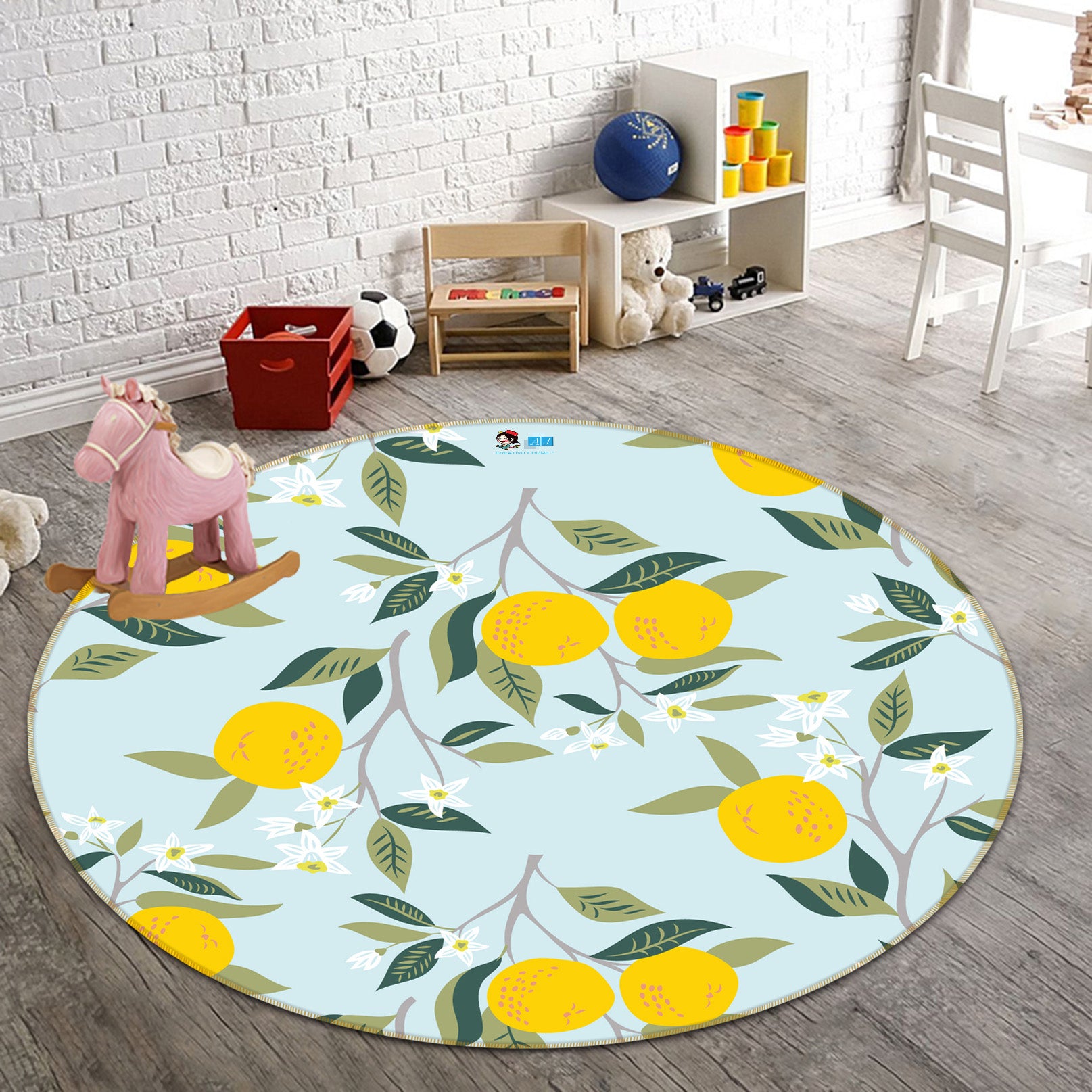 3D Lemon 64179 Round Non Slip Rug Mat