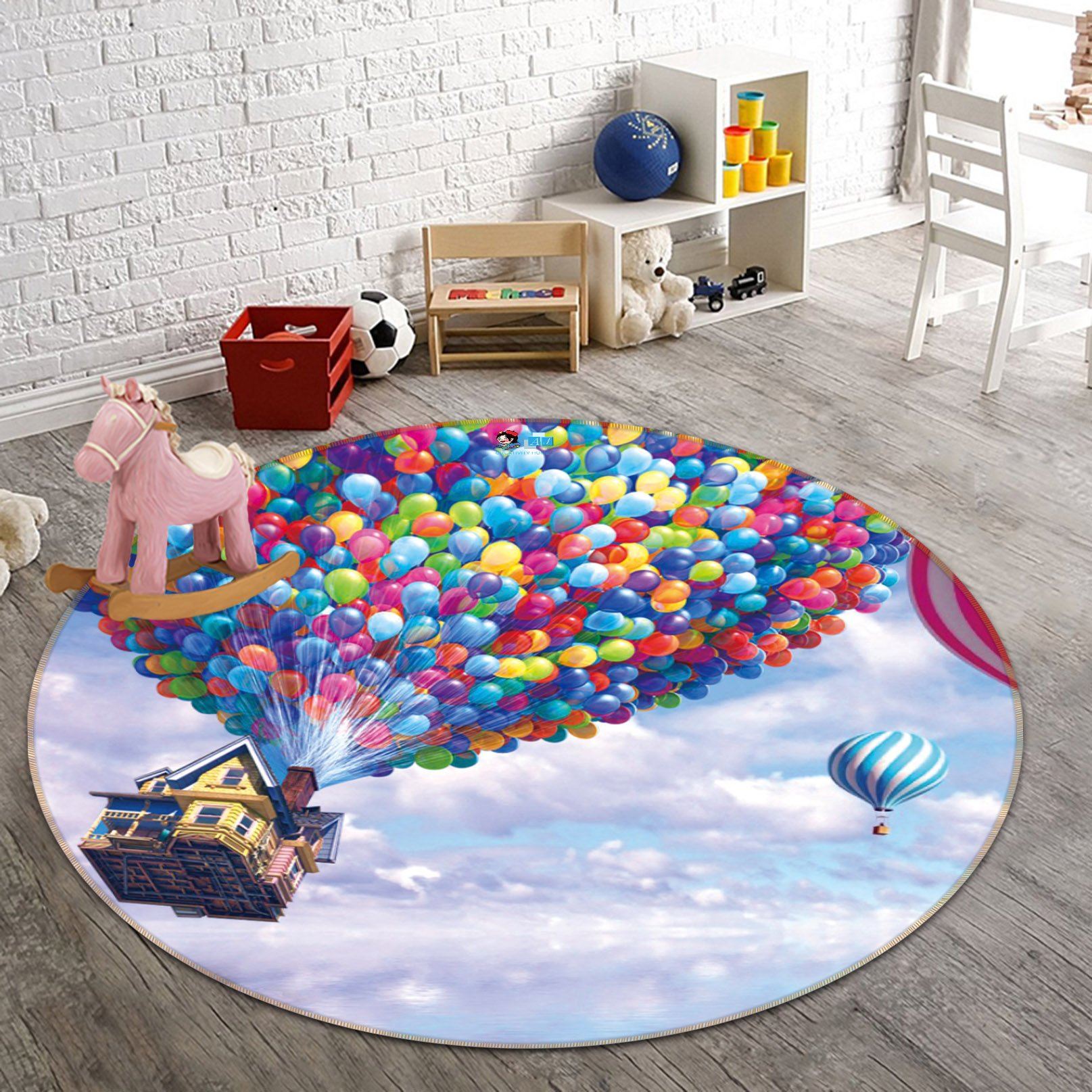3D Balloon House 328 Round Non Slip Rug Mat Mat AJ Creativity Home