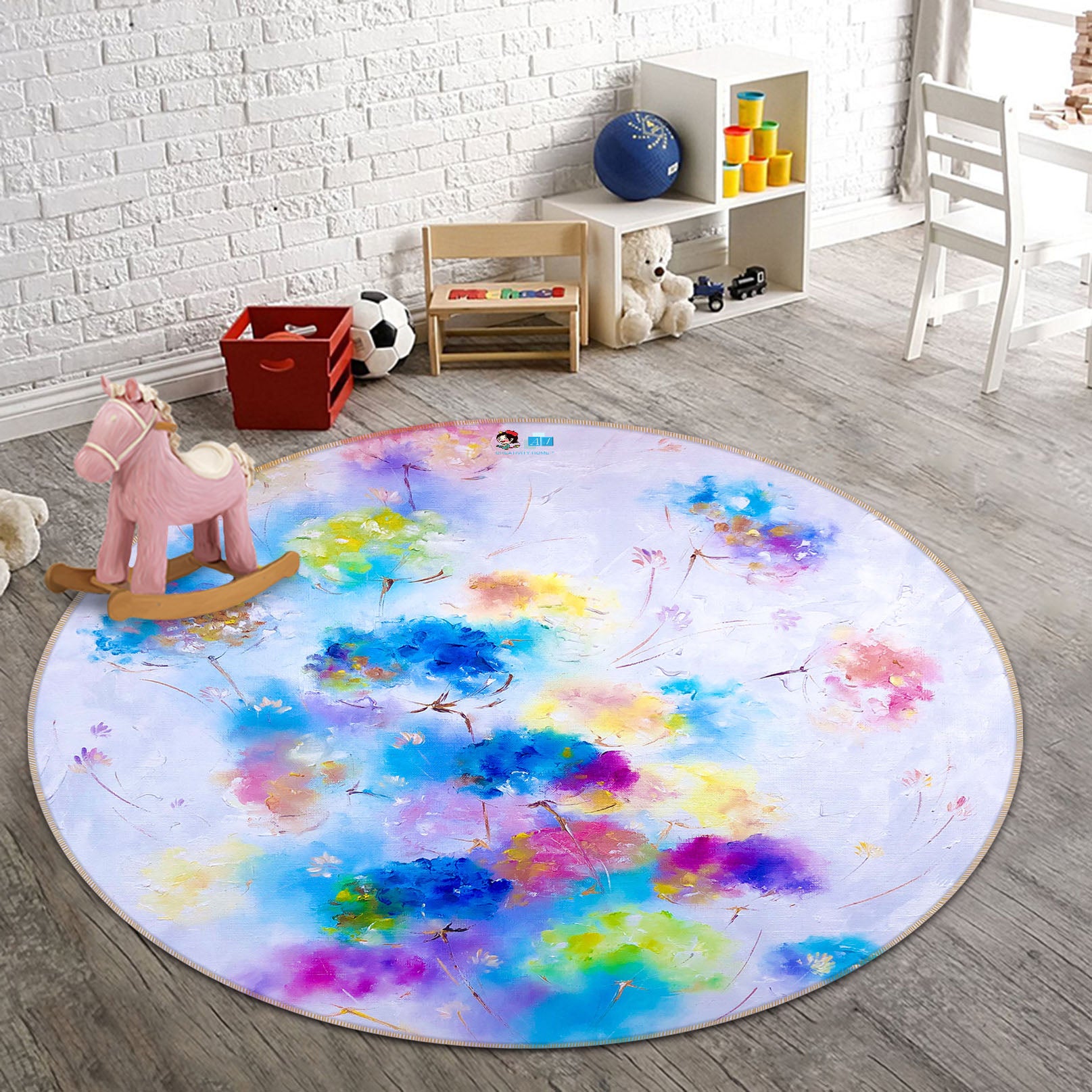 3D Colorful Flowers 899 Skromova Marina Rug Round Non Slip Rug Mat