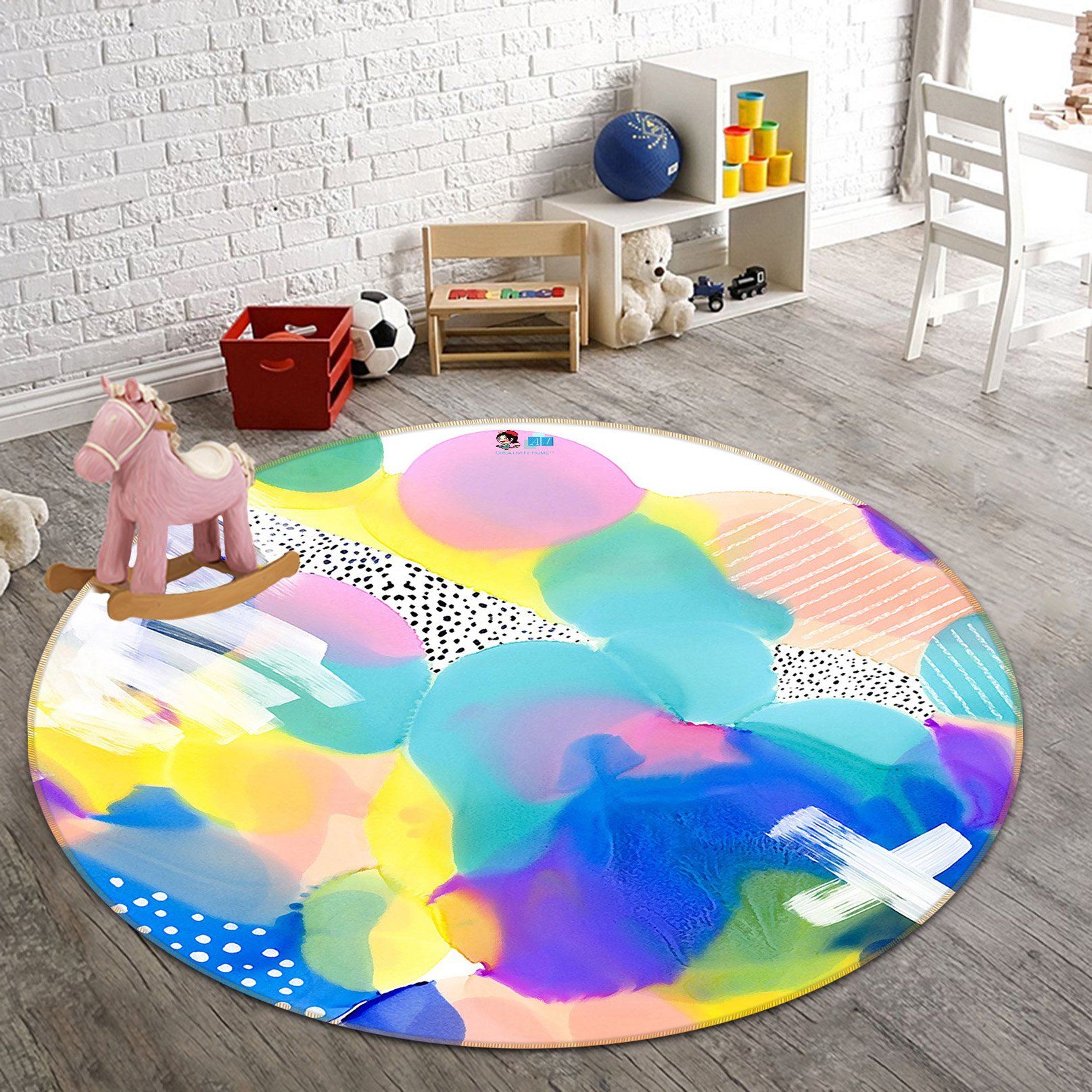 3D Colored Gouache 178 Round Non Slip Rug Mat Mat AJ Creativity Home