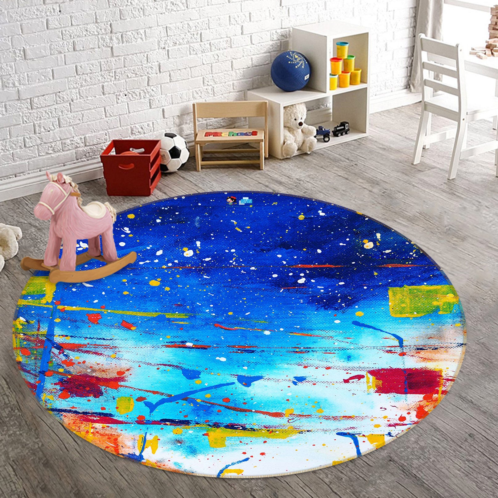 3D Color Pattern 81196 Round Non Slip Rug Mat