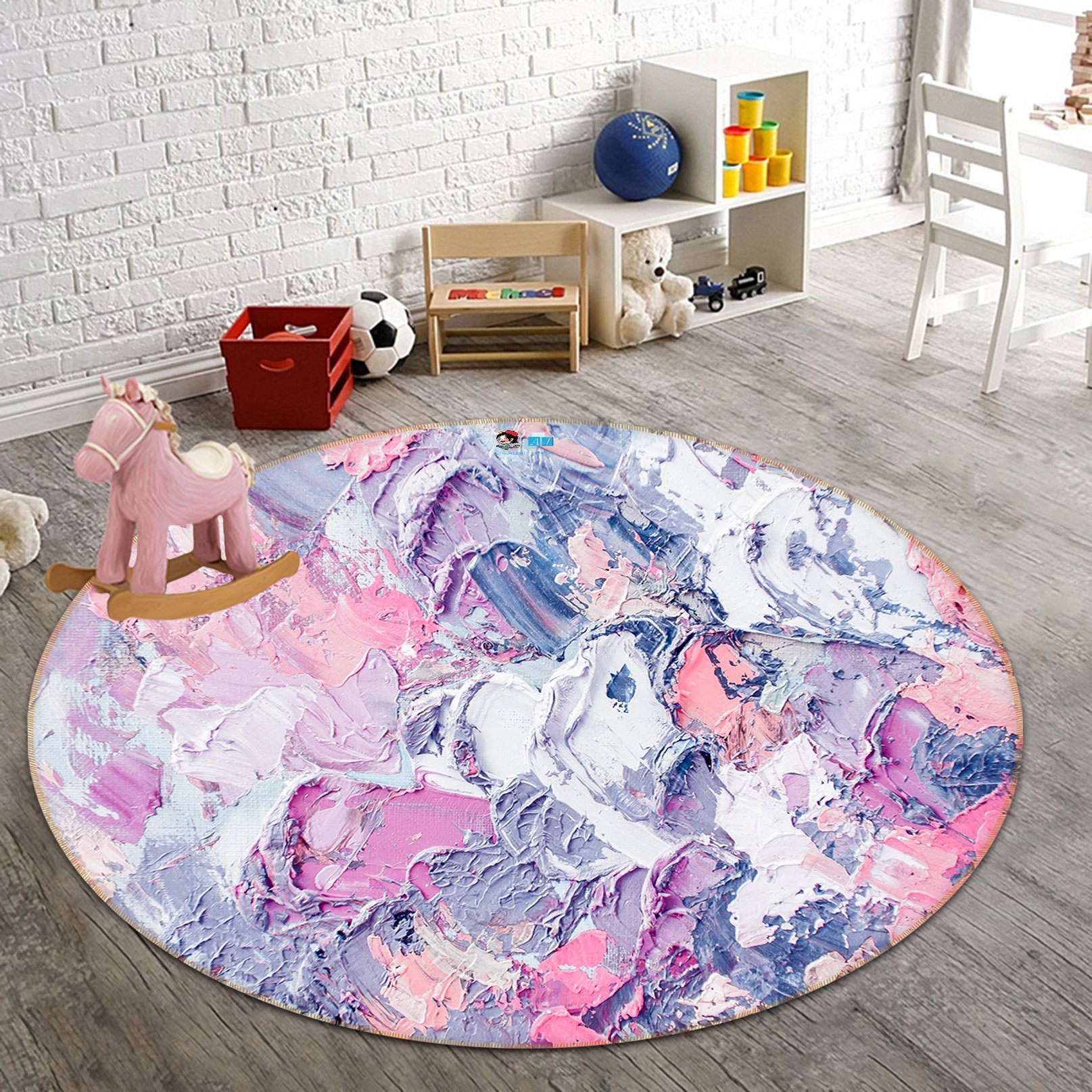 3D Pink And Purple Graffiti 589 Round Non Slip Rug Mat Mat AJ Creativity Home