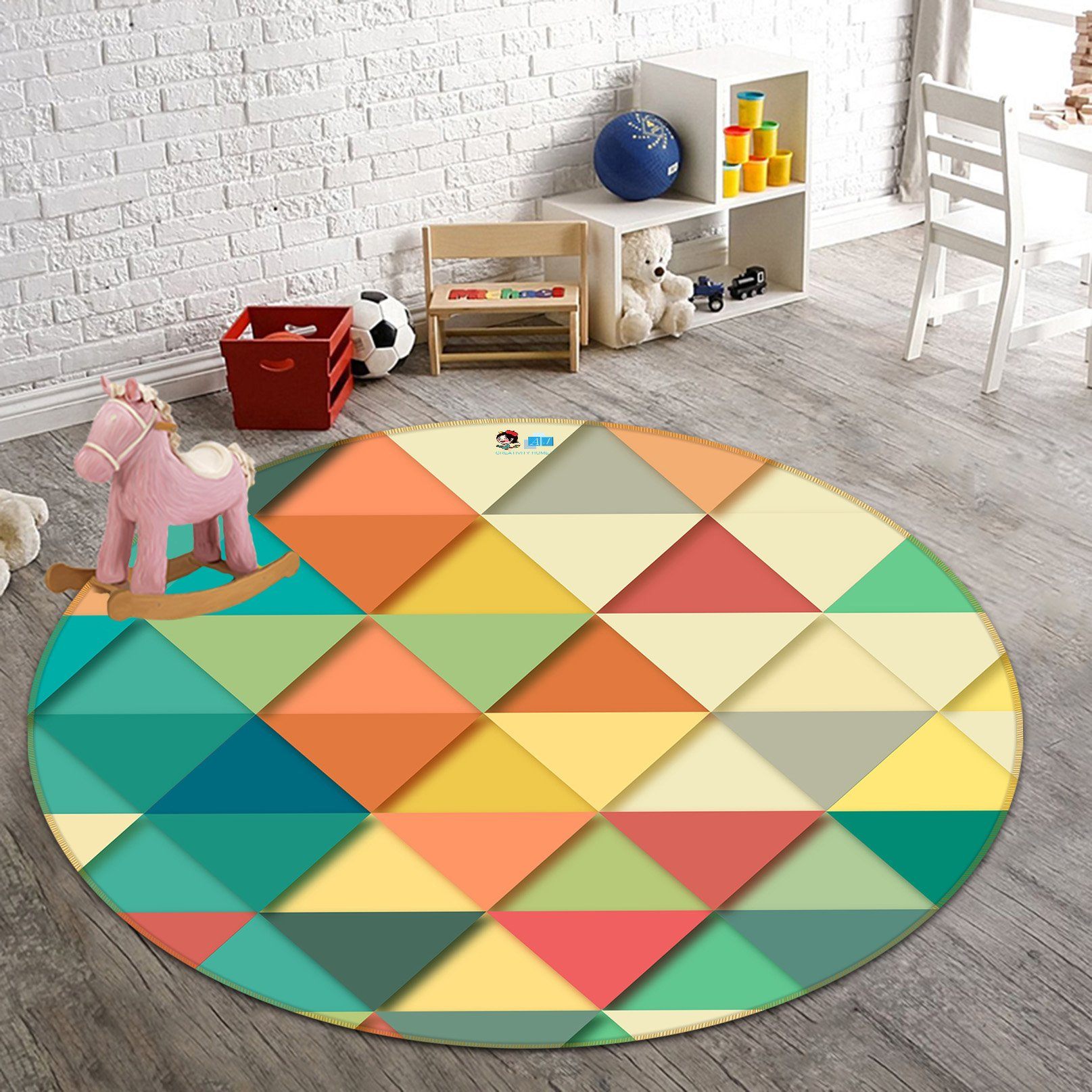 3D Dark Triangle 130 Round Non Slip Rug Mat Mat AJ Creativity Home
