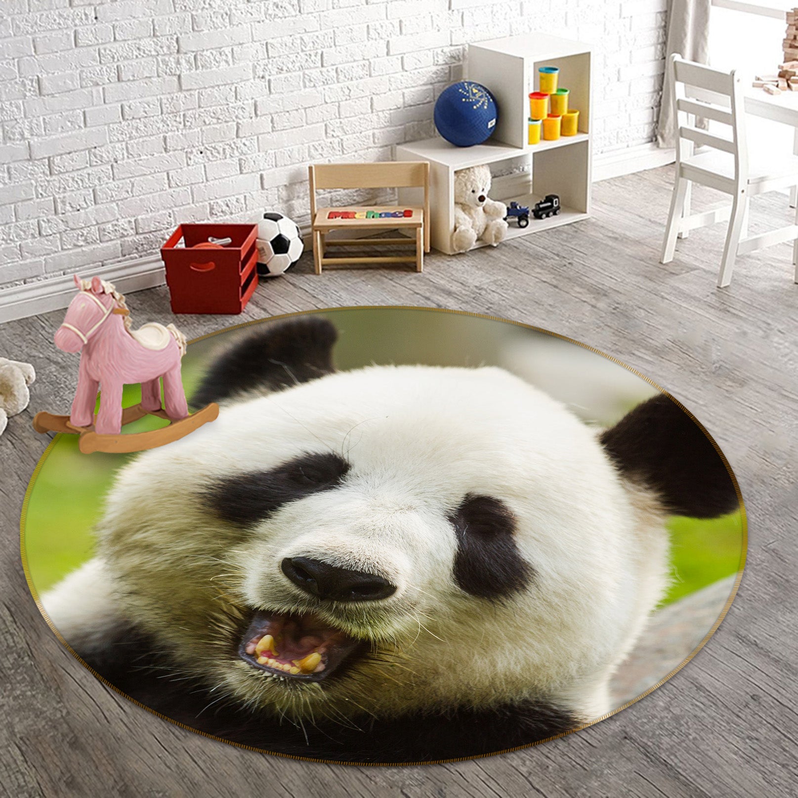 3D Panda 37194 Animal Round Non Slip Rug Mat