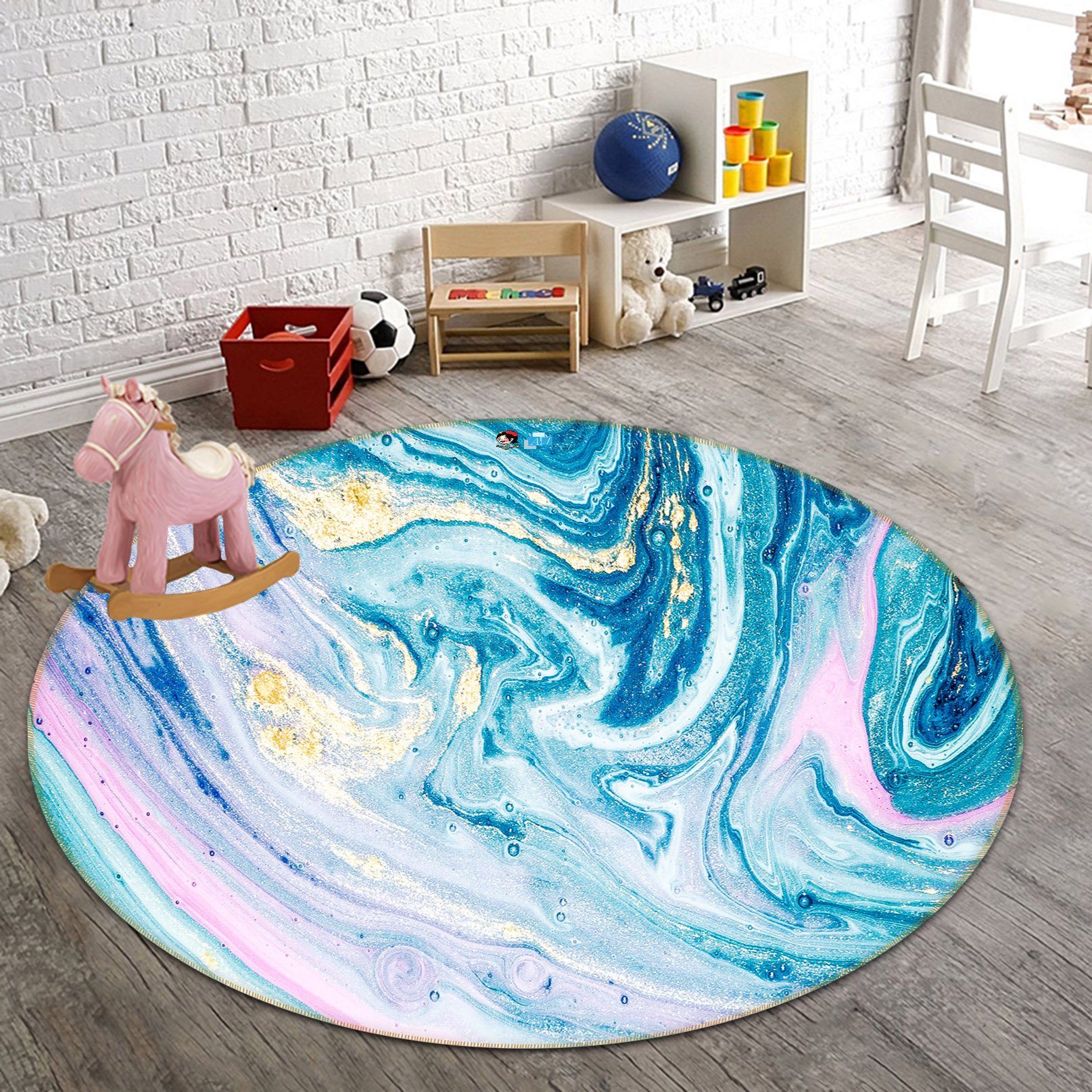 3D Pink Green Pattern 763 Round Non Slip Rug Mat Mat AJ Creativity Home