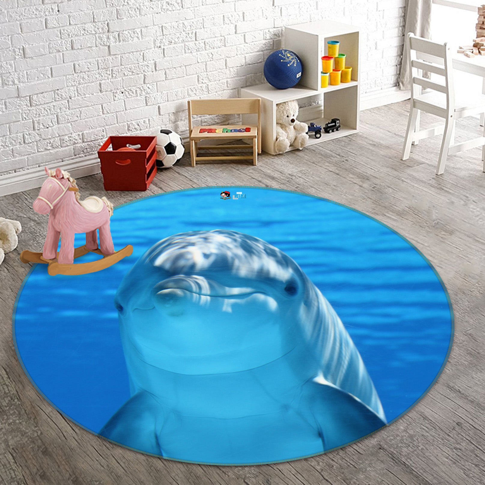 3D Dolphin 74033 Round Non Slip Rug Mat
