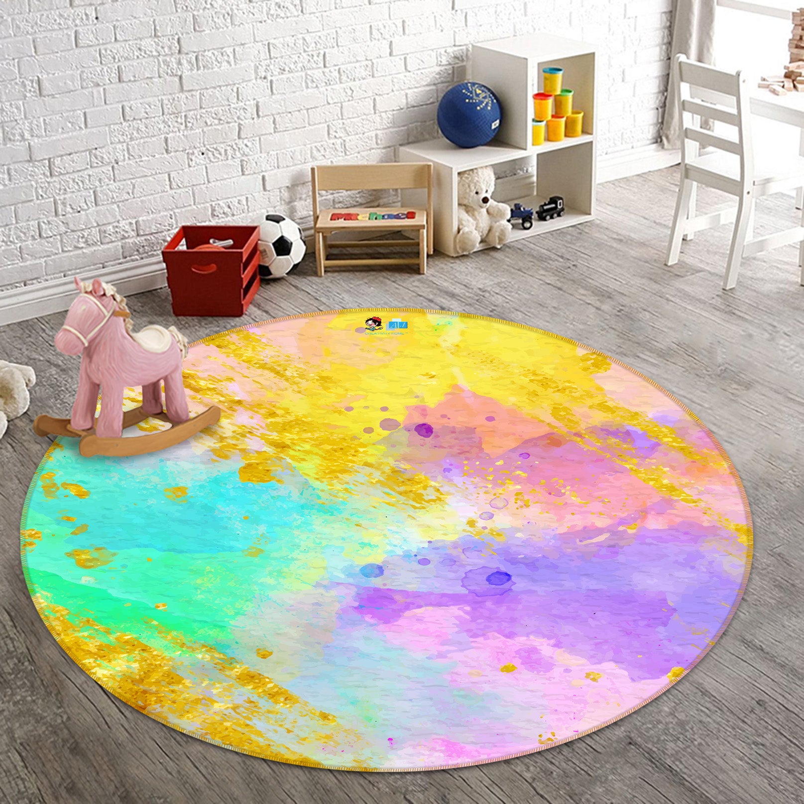 3D Colorful 81137 Round Non Slip Rug Mat