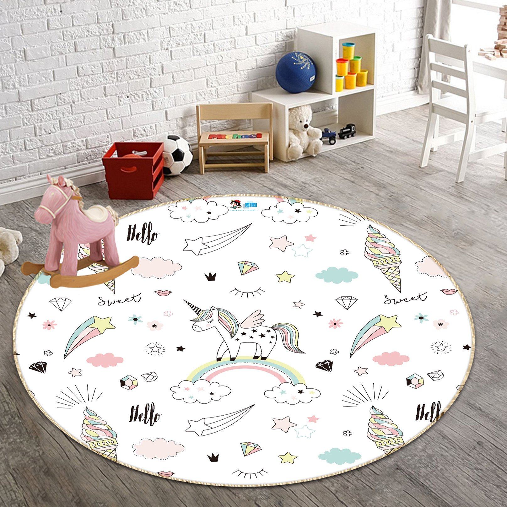 3D Rainbow Pentagram 294 Round Non Slip Rug Mat Mat AJ Creativity Home