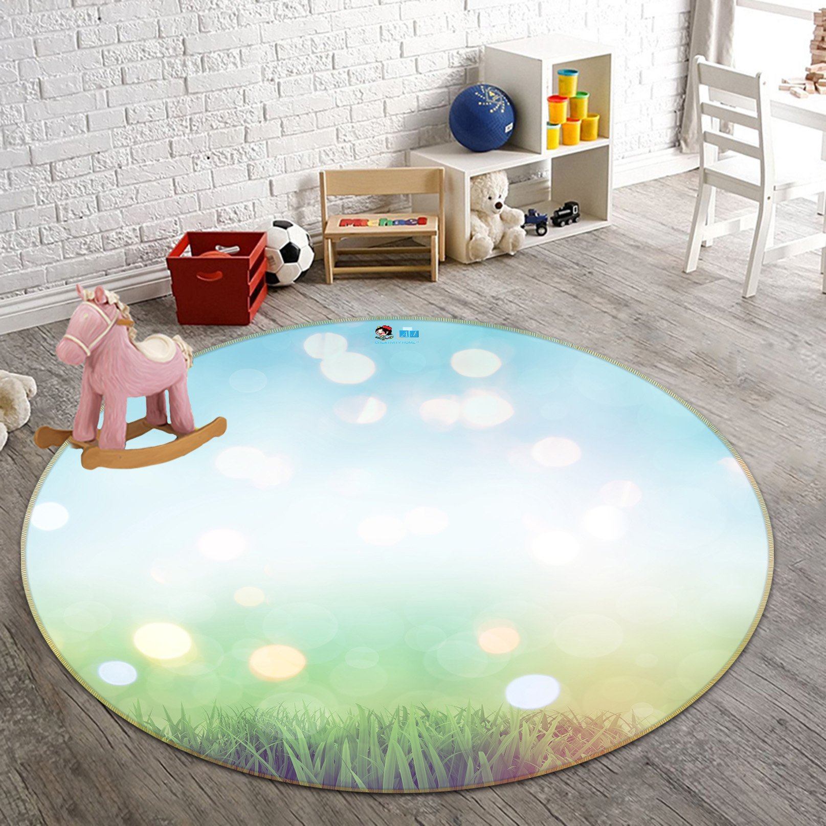 3D Halo Grass 160 Round Non Slip Rug Mat Mat AJ Creativity Home