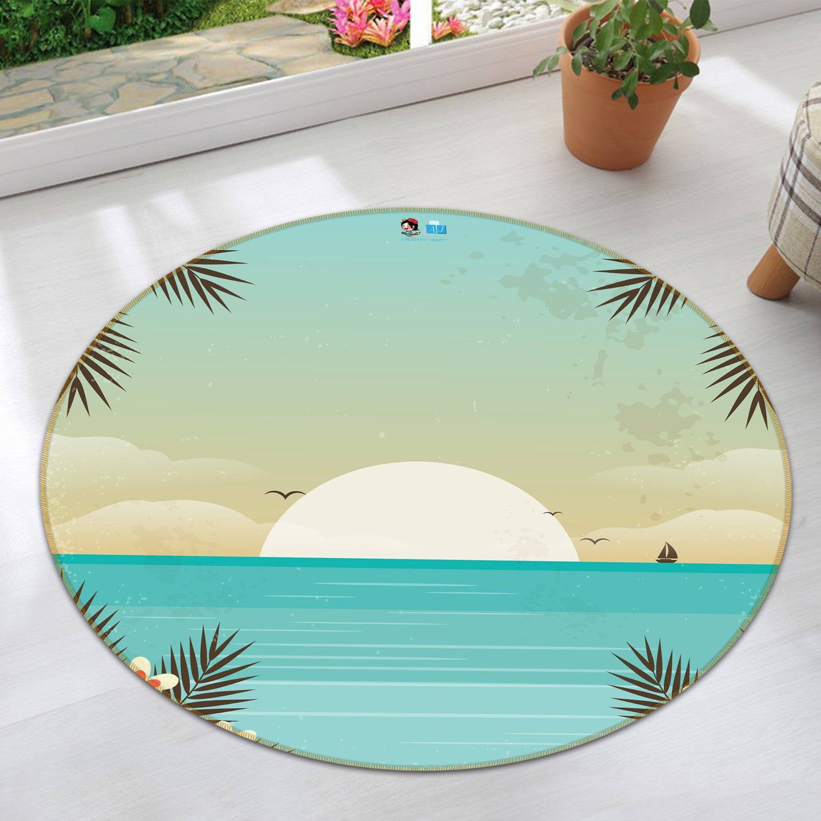 3D Half Month 221 Round Non Slip Rug Mat Mat AJ Creativity Home