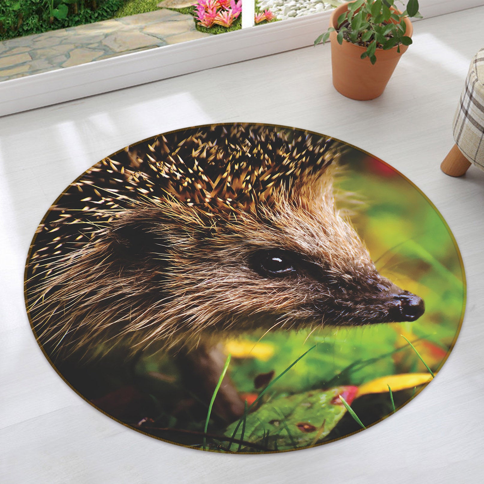 3D Hedgehog 81291 Animal Round Non Slip Rug Mat