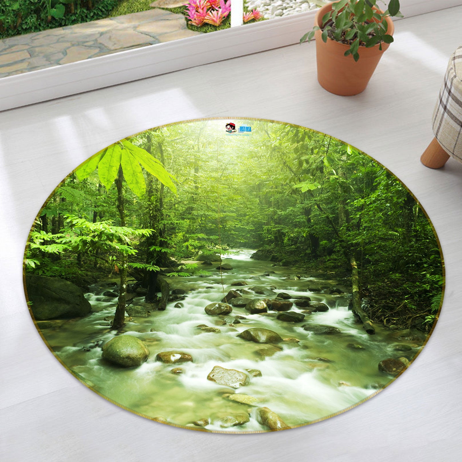 3D Wood Creek 72143 Round Non Slip Rug Mat