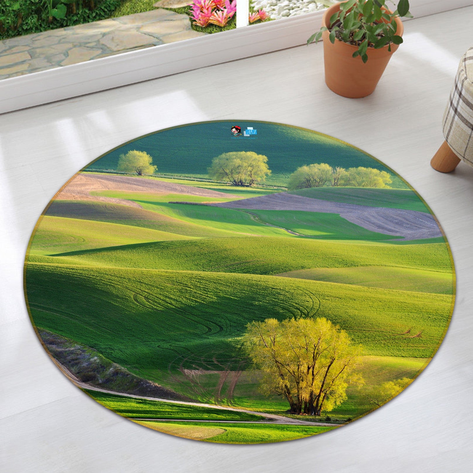 3D Grassland 72076 Round Non Slip Rug Mat