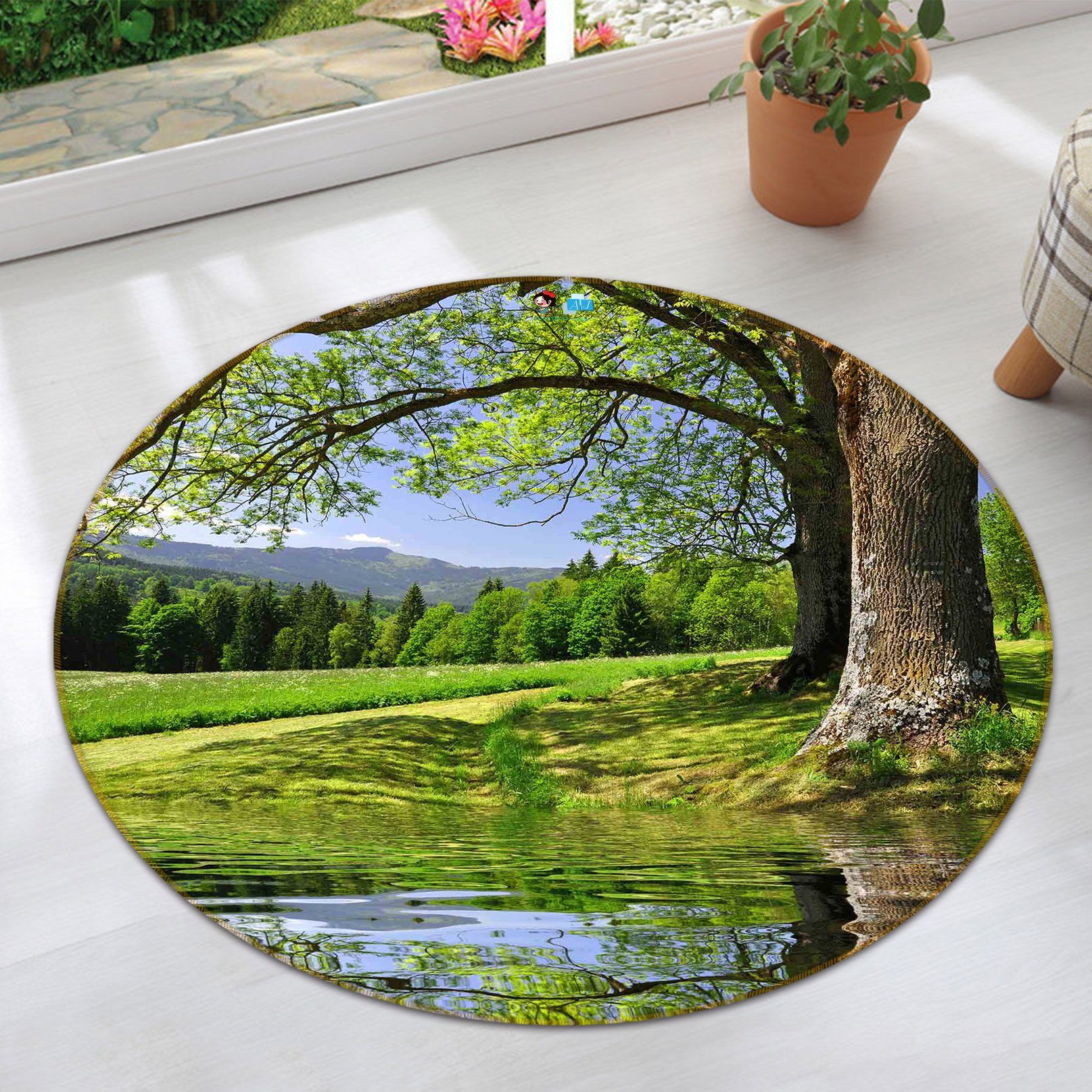 3D Shore Tree 354 Round Non Slip Rug Mat Mat AJ Creativity Home