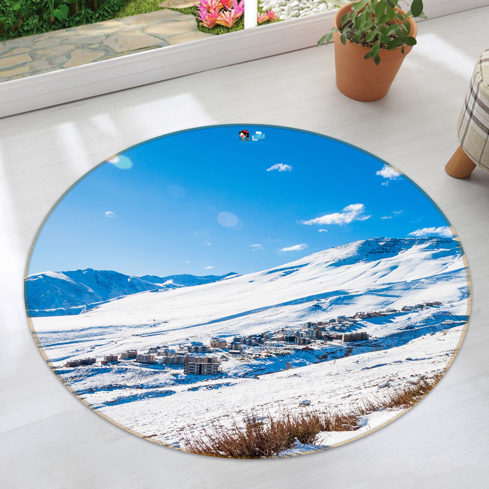 3D Snowfield 81104 Round Non Slip Rug Mat