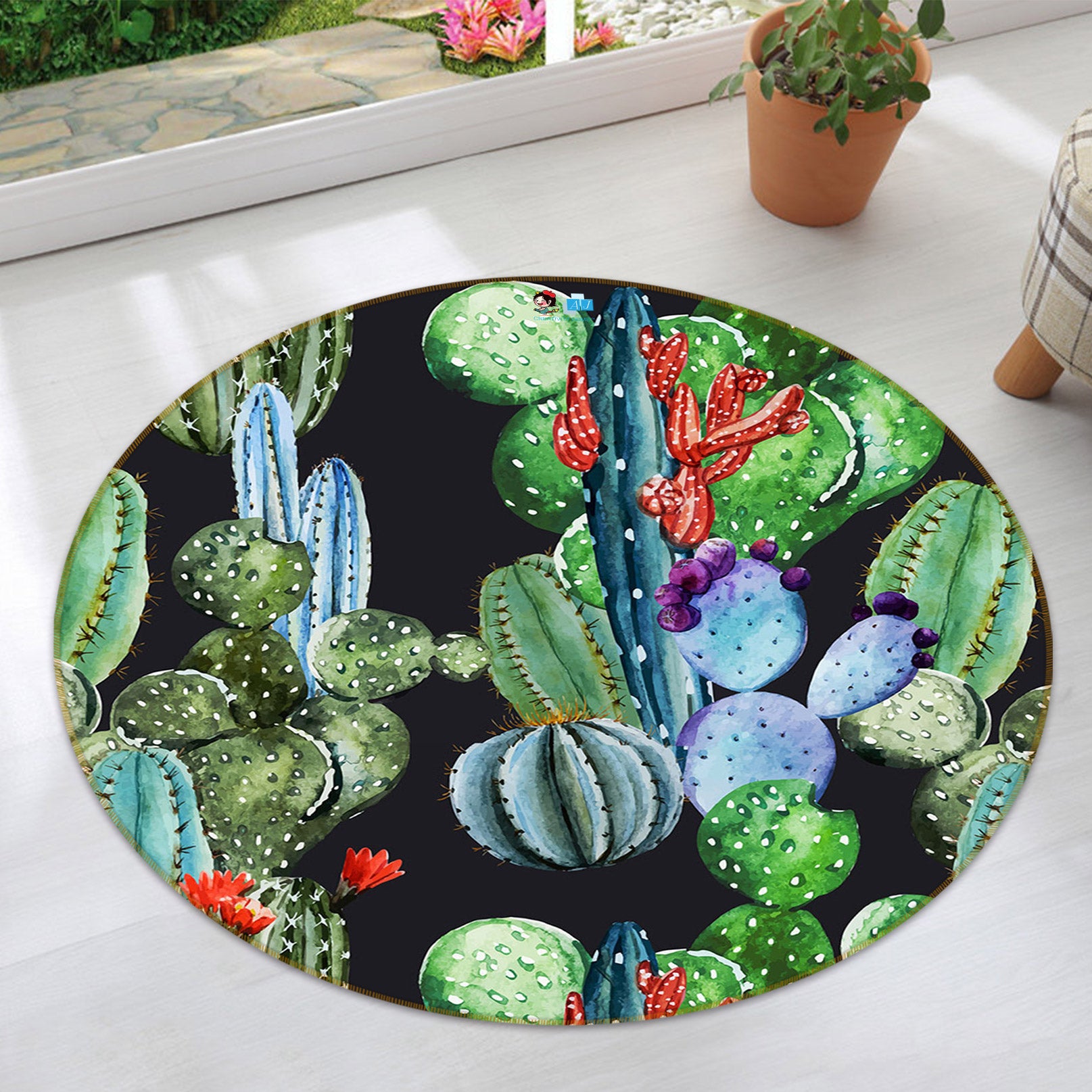 3D Cactus 72174 Round Non Slip Rug Mat