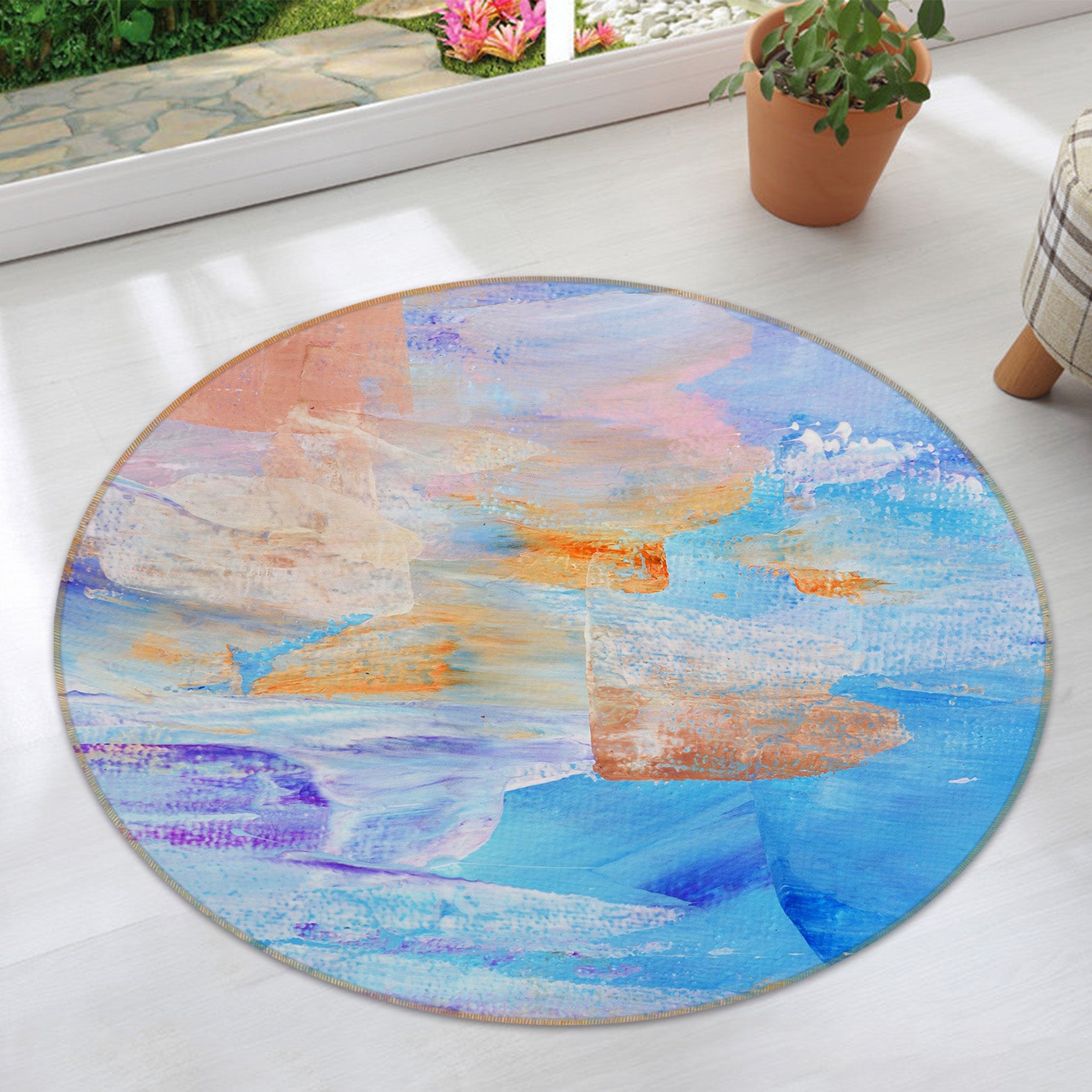 3D Color 71261 Round Non Slip Rug Mat
