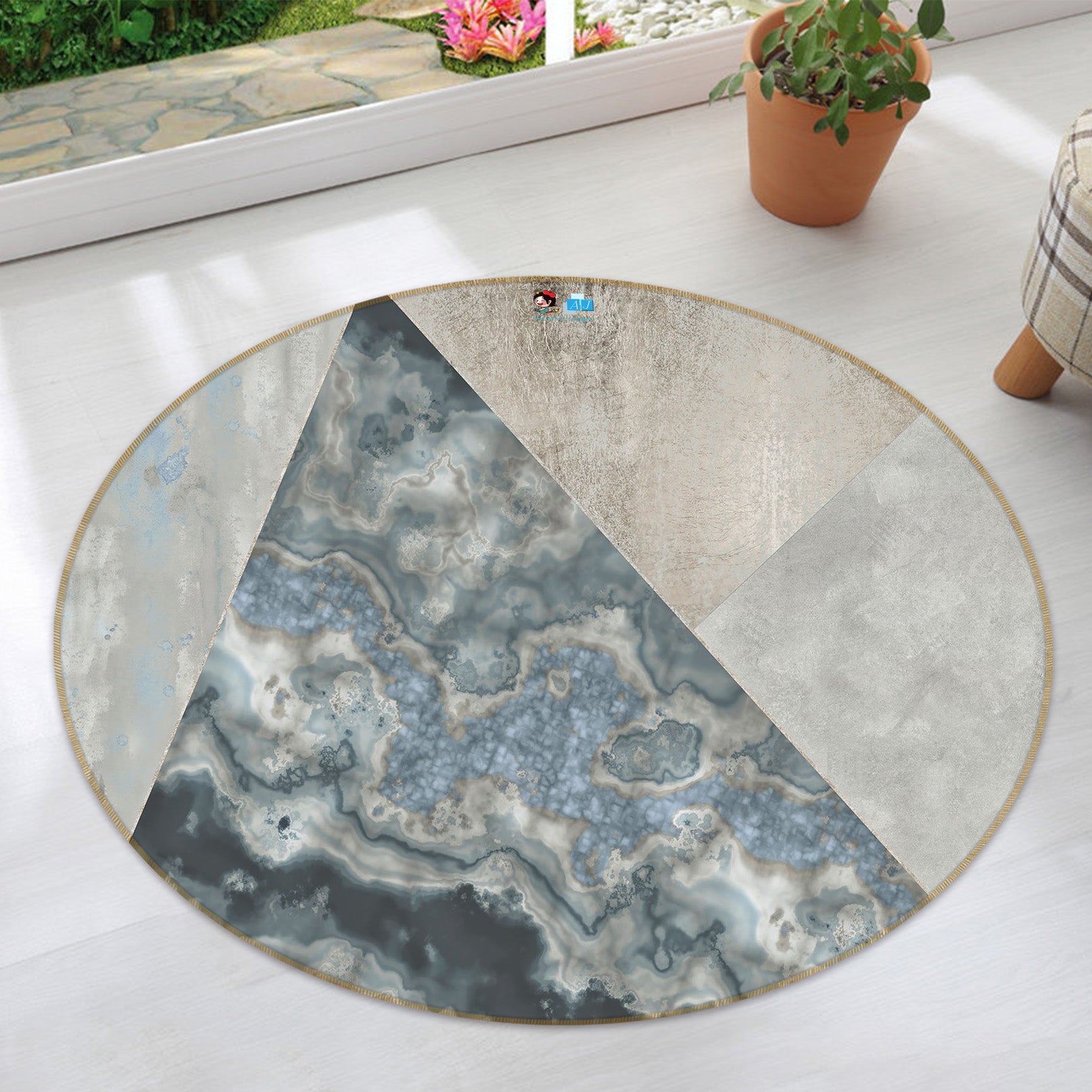 3D Triangle Pattern 83053 Andrea haase Rug Round Non Slip Rug Mat