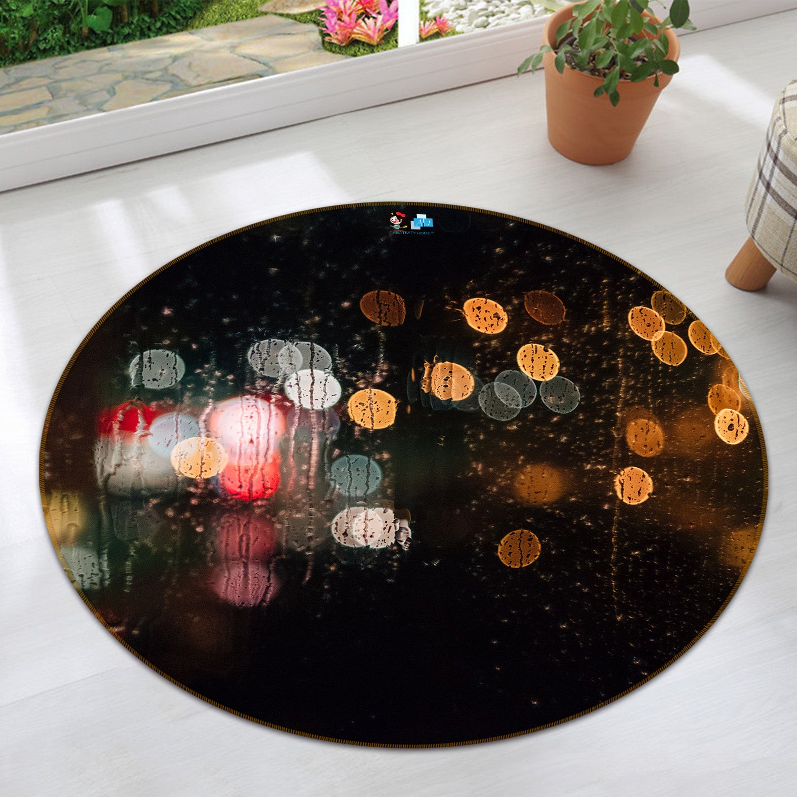 3D Aperture Shadow 64087 Round Non Slip Rug Mat