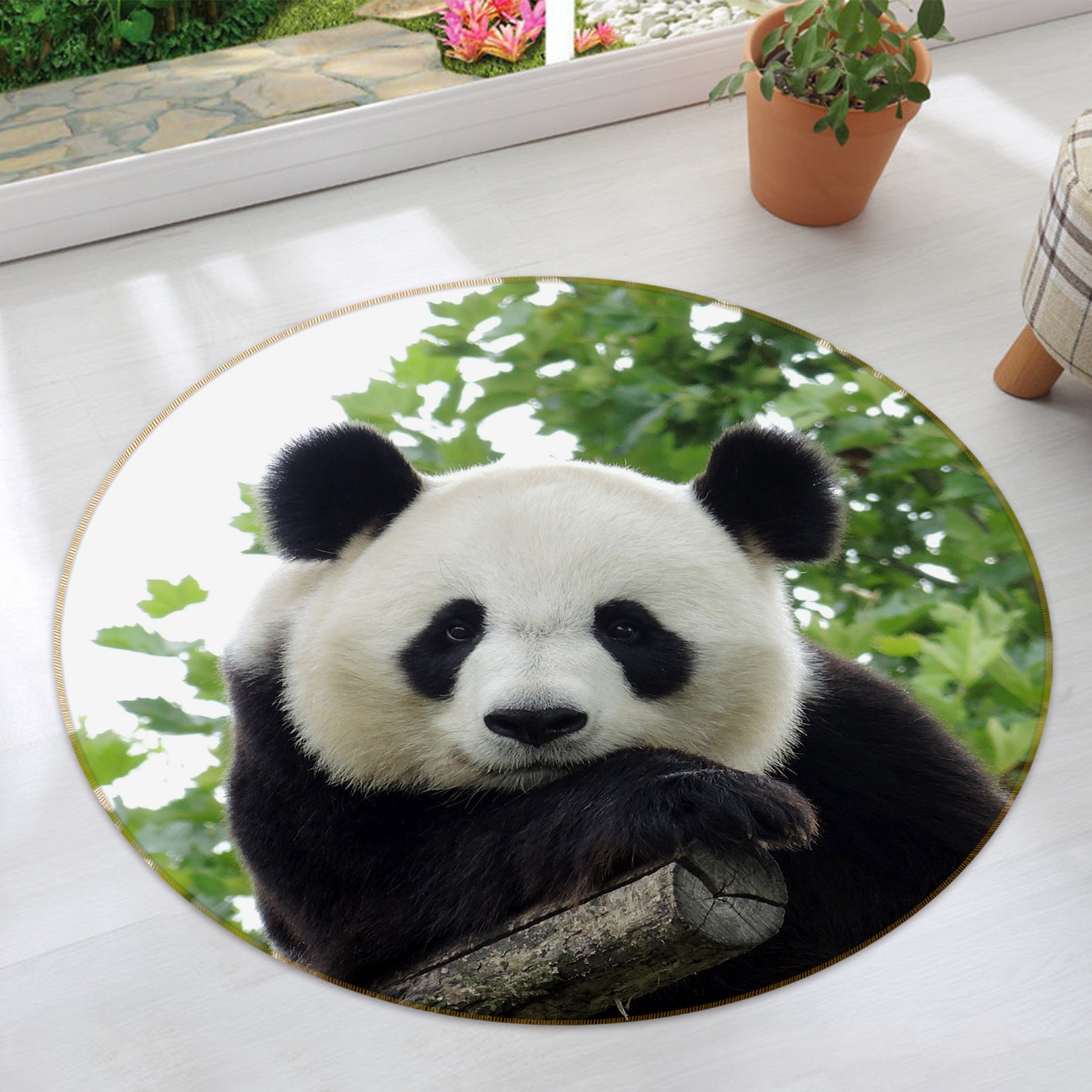3D Panda 37232 Animal Round Non Slip Rug Mat