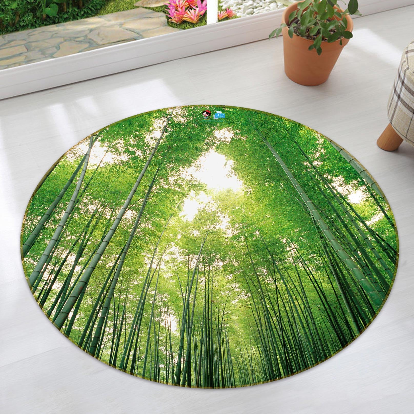 3D Bamboo Forest 73011 Round Non Slip Rug Mat