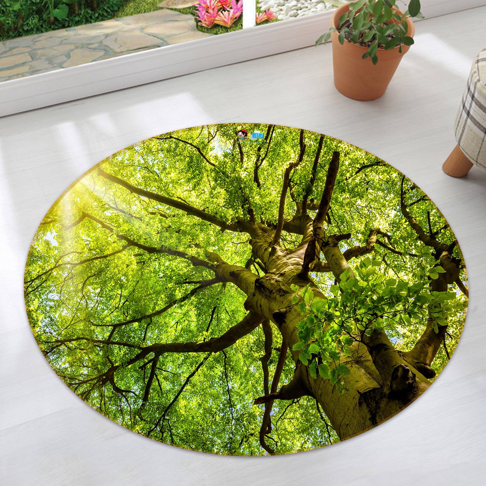 3D Trees 72167 Round Non Slip Rug Mat